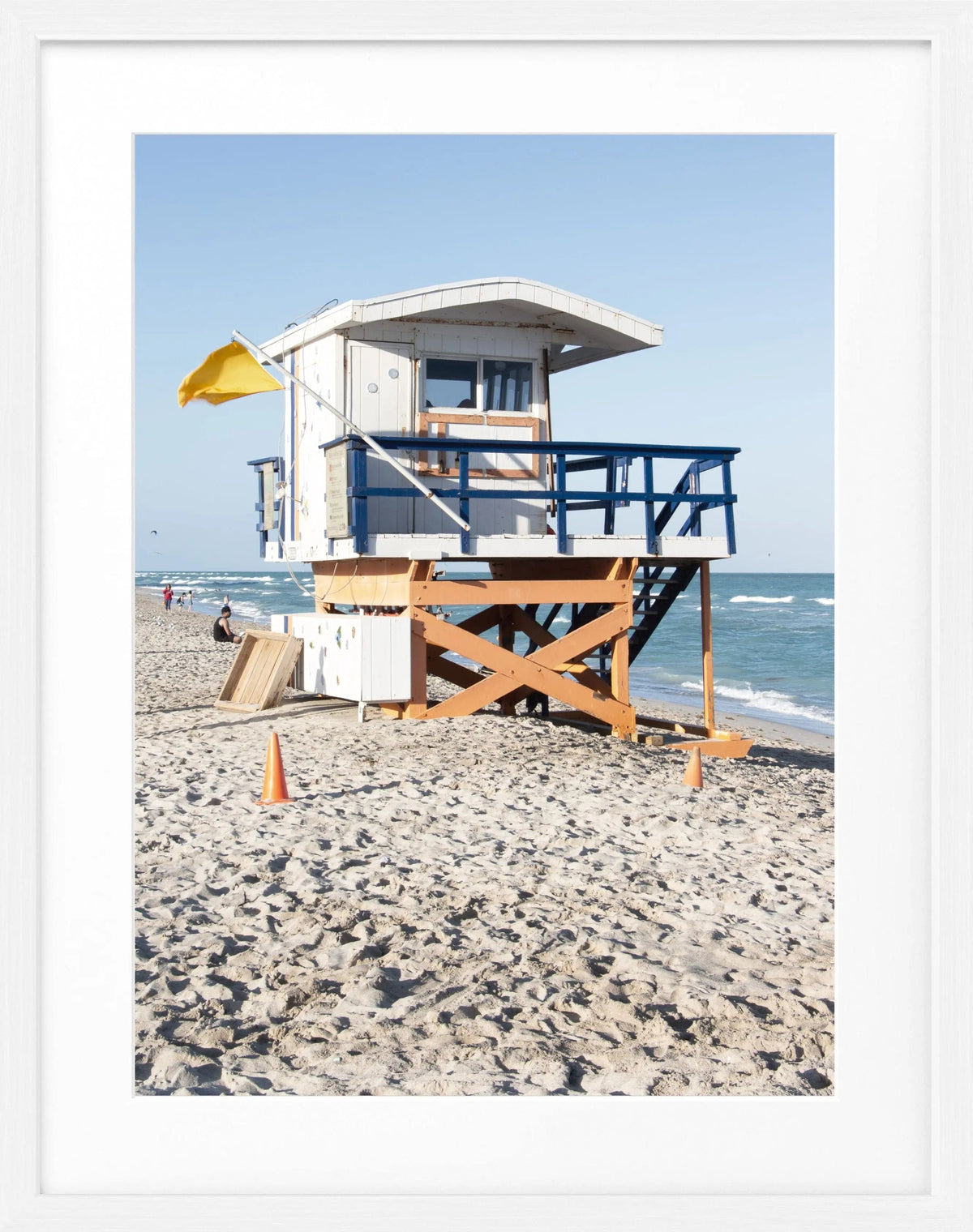Schwarz-weiß Poster mit Rahmen 'Lifeguard' von Cosman-Photocollection, Florida Key West, 25x31 cm, Strandmotiv.