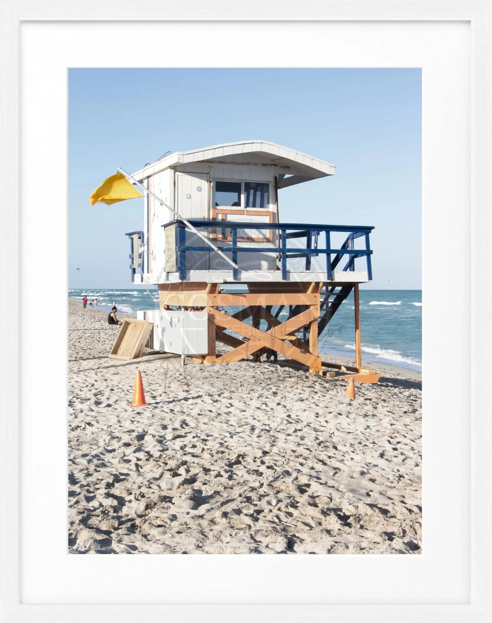 Schwarz-weiß Poster mit Rahmen 'Lifeguard' von Cosman-Photocollection, Florida Key West, 25x31 cm, Strandmotiv.