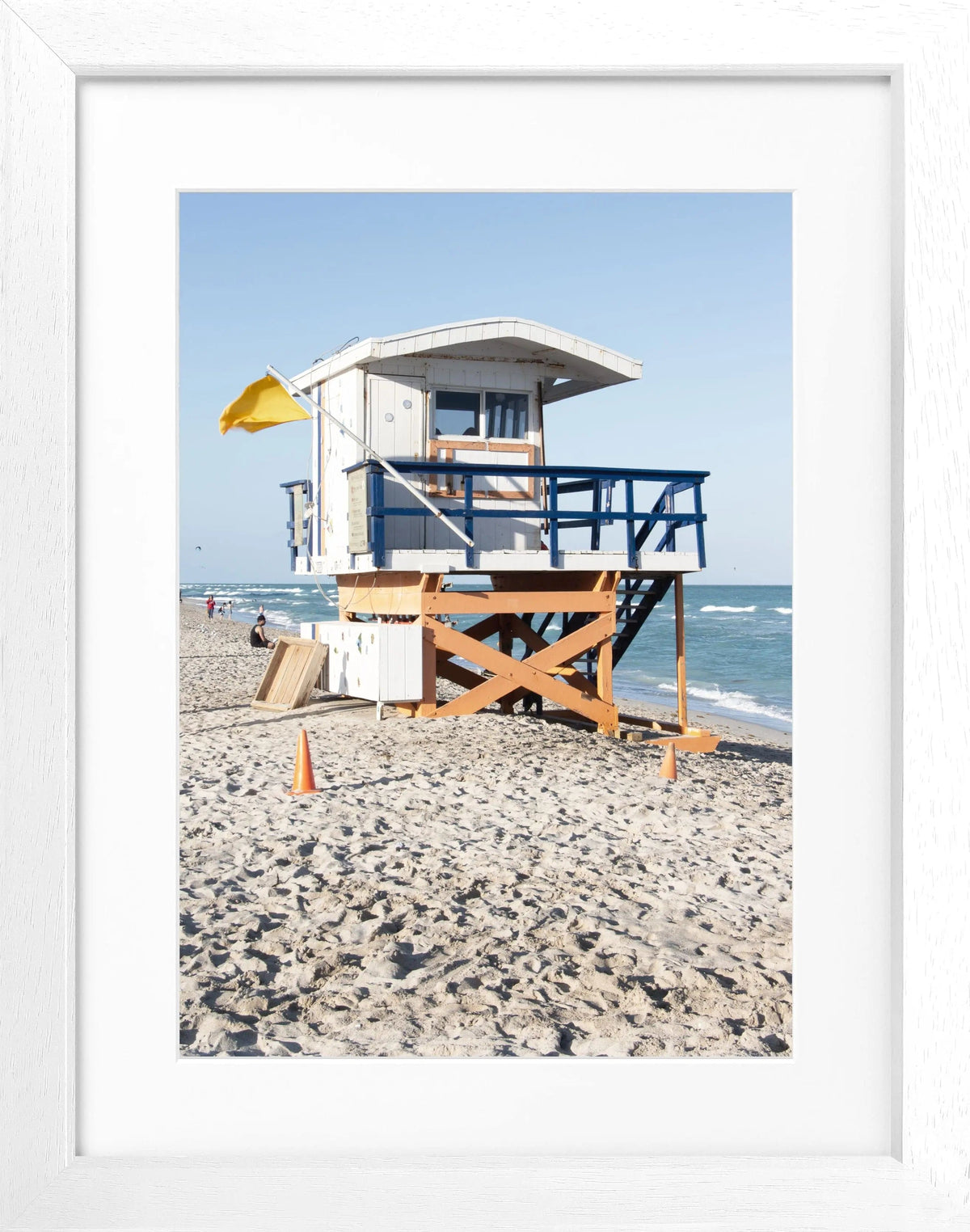 Schwarz-weiß Poster mit Rahmen 'Lifeguard' von Cosman-Photocollection, Florida Key West, 25x31 cm, Meeresmotiv