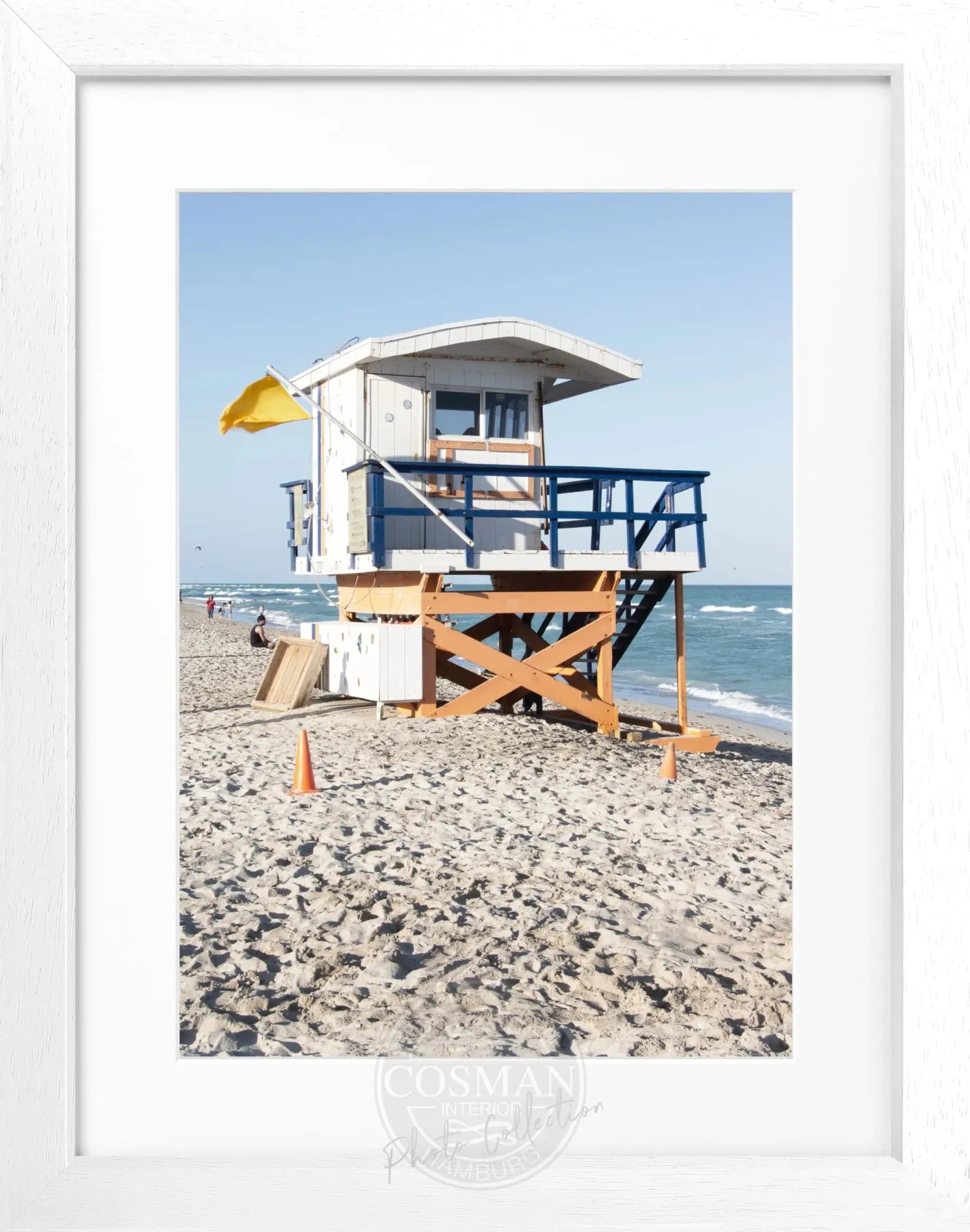 Schwarz-weiß Poster mit Rahmen 'Lifeguard' von Cosman-Photocollection, Florida Key West, 25x31 cm, Meeresmotiv