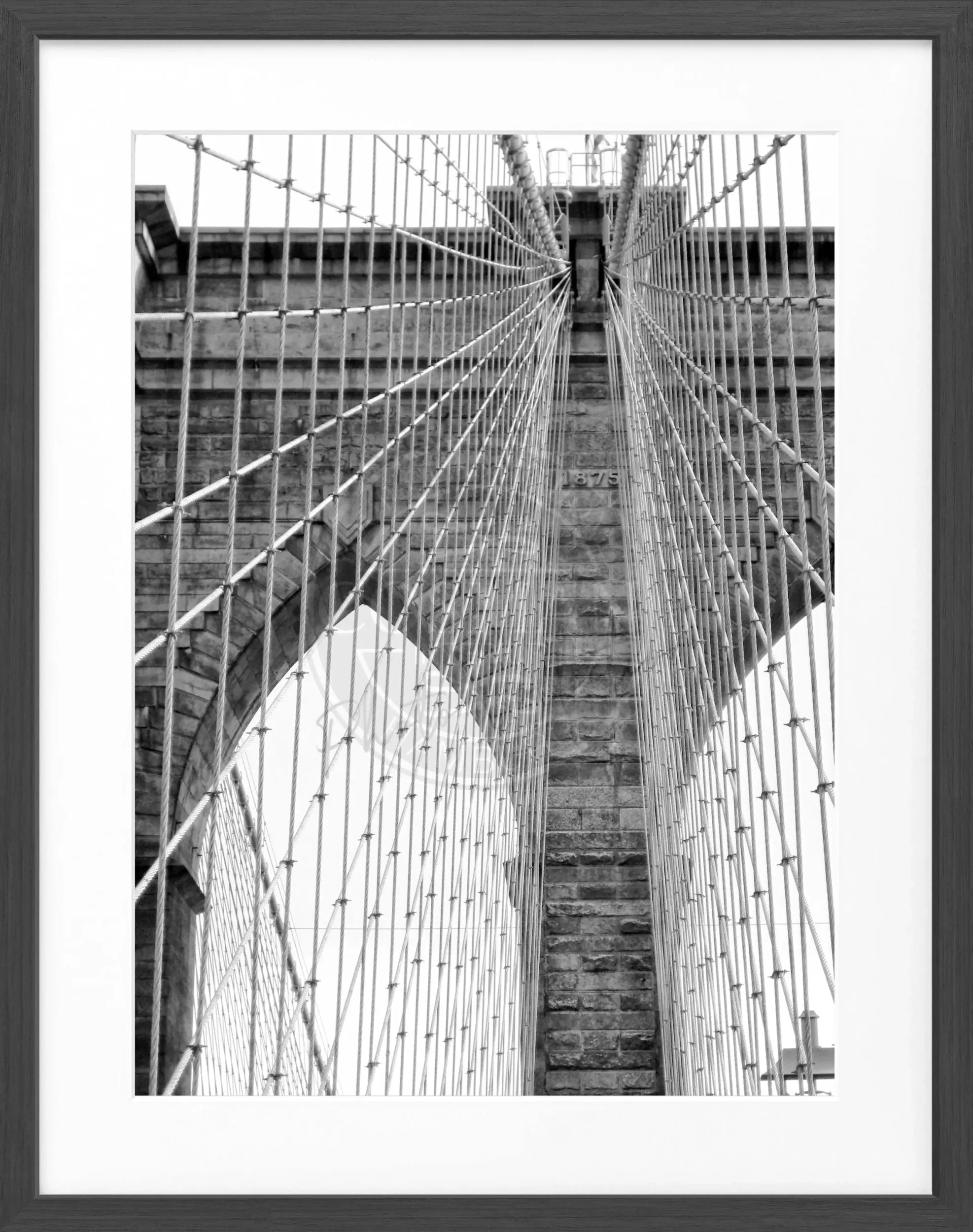 Schwarz-weiß Poster mit Rahmen, New York Brooklyn Bridge, von Cosman-Photocollection, 25x31cm, Wanddekoration