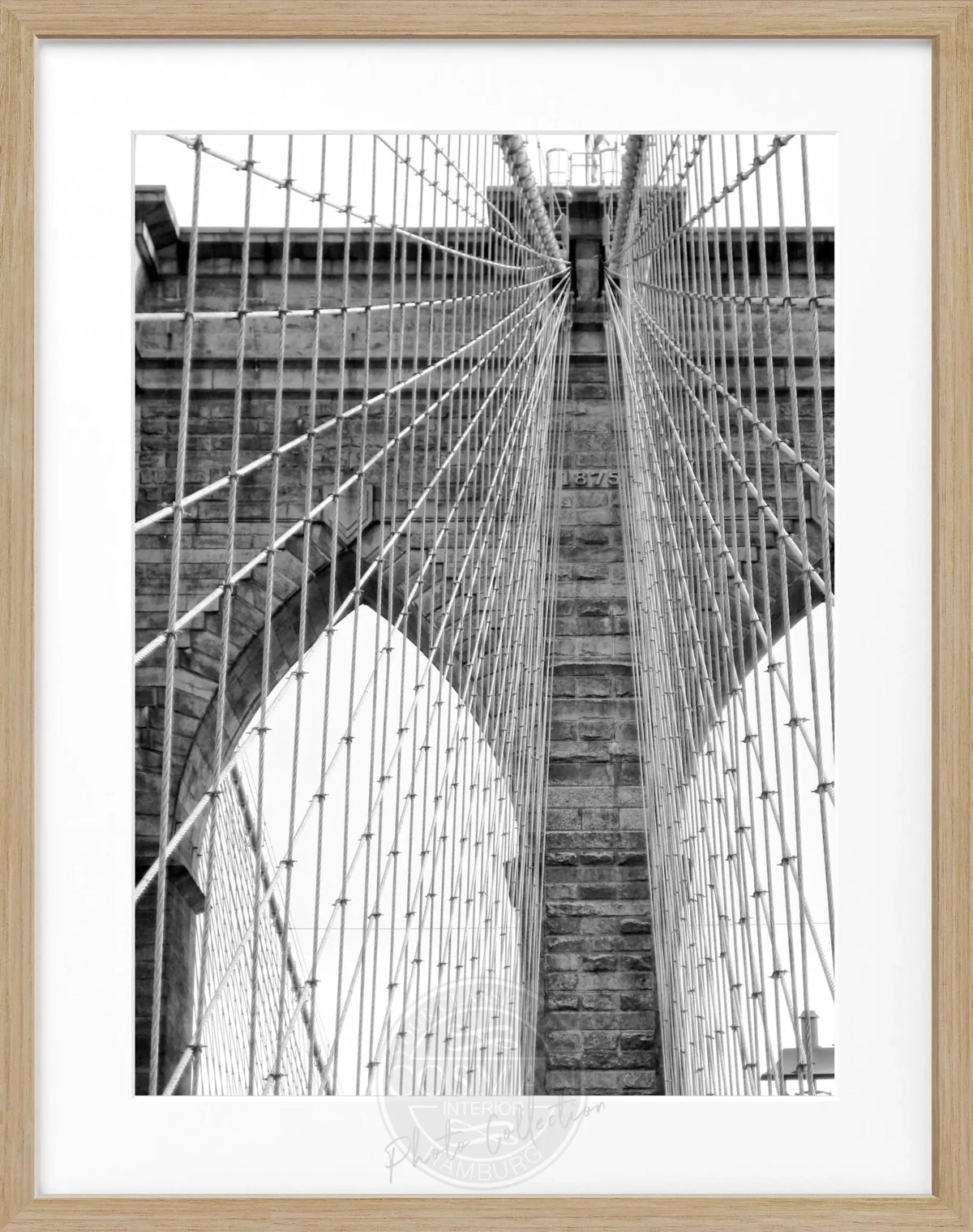 Schwarz-weiß Poster mit Rahmen von Cosman-Photocollection, New York Brooklyn Bridge, 25x31 cm, urbanes Stadtmotiv