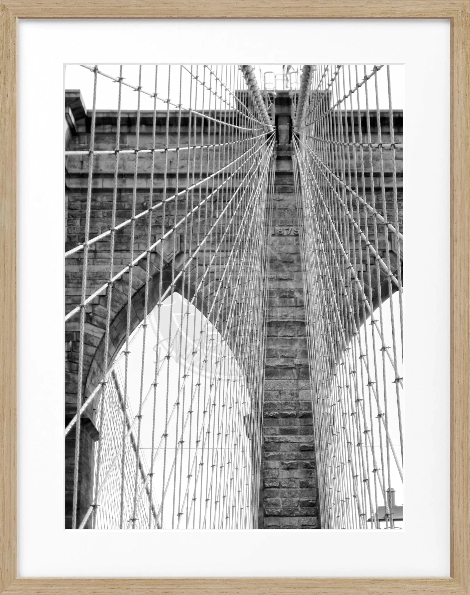 Schwarz-weiß Poster mit Rahmen von Cosman-Photocollection, New York Brooklyn Bridge, 25x31 cm, urbanes Stadtmotiv