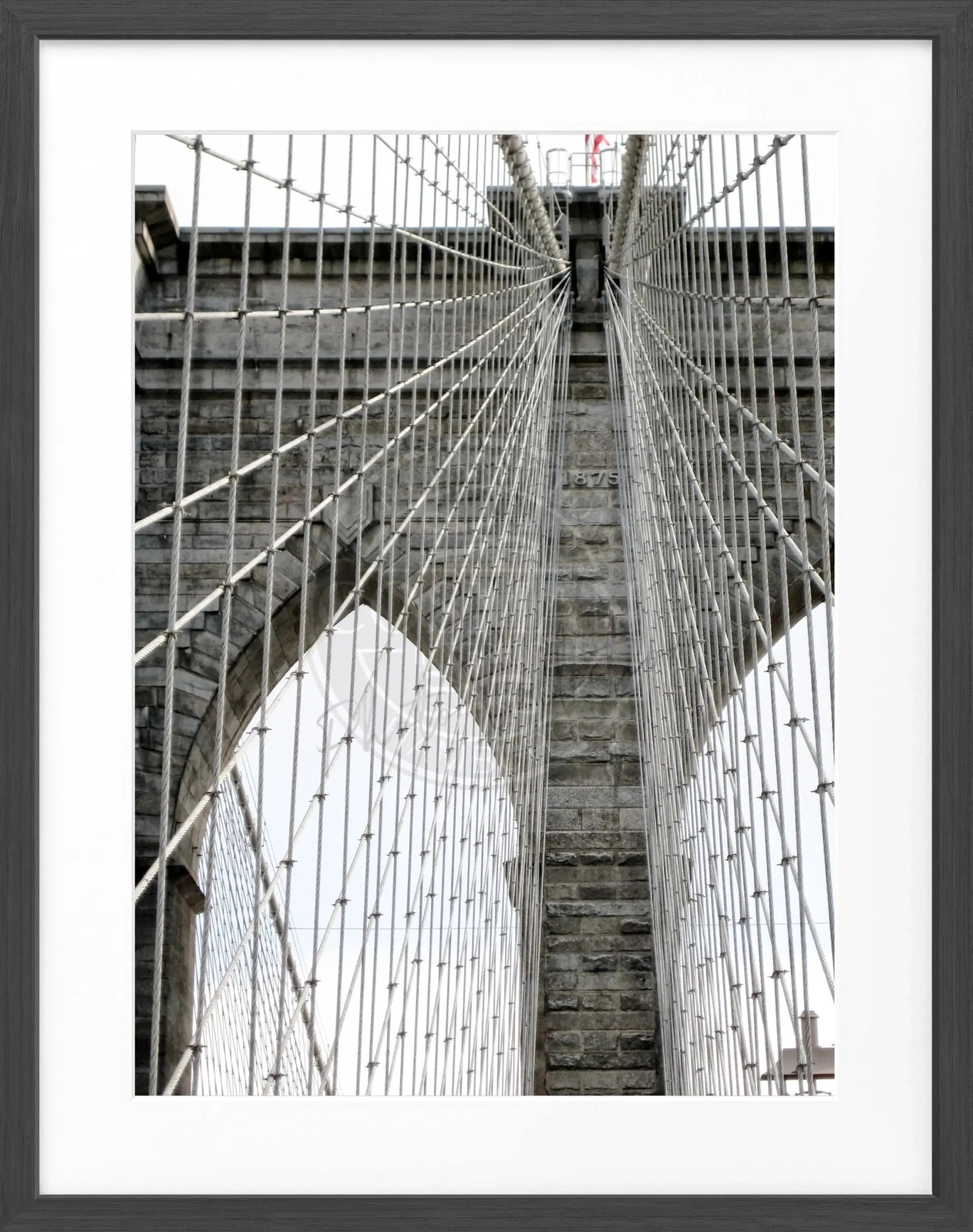 Schwarz-weiß Poster mit Rahmen von Cosman-Photocollection, New York Brooklyn Bridge, 25x31 cm, Wanddekoration