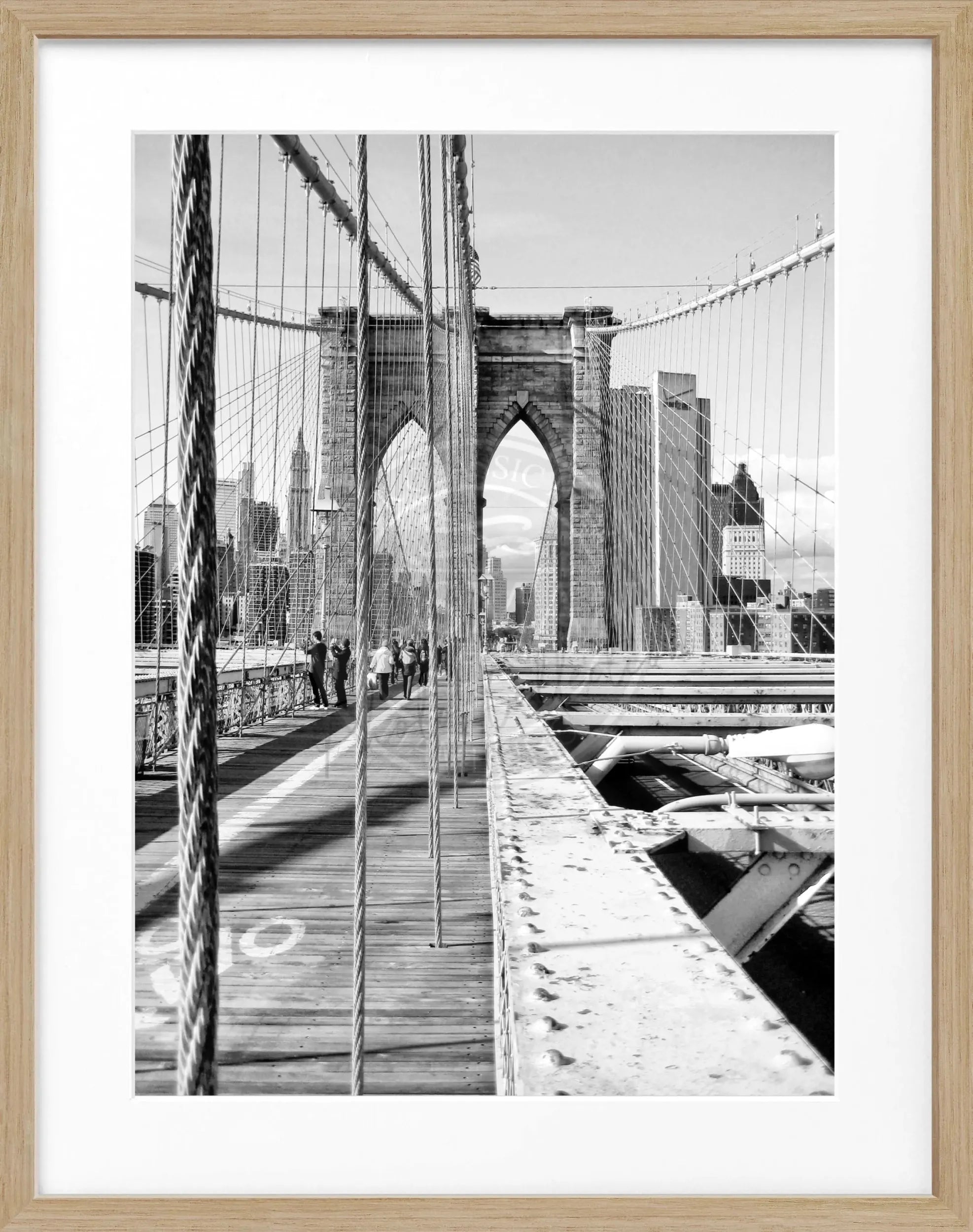 Schwarz-weiß Poster mit Rahmen von Cosman-Photocollection, New York Brooklyn Bridge, 25x31 cm, urbanes Stadtmotiv