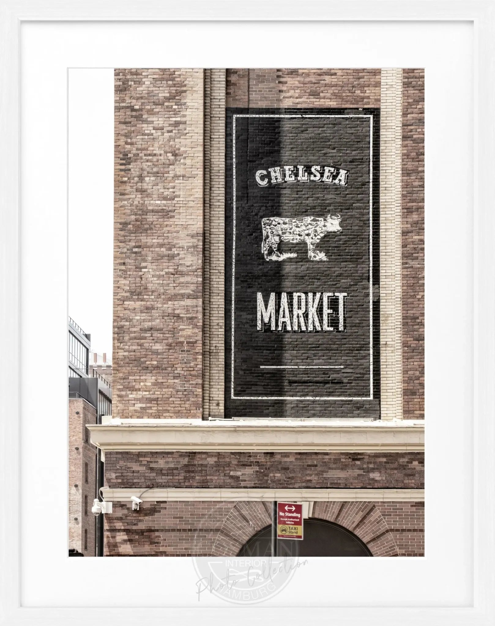 Schwarz-weiß Poster mit Rahmen, New York Chelsea Market, von Cosman-Photocollection, Maße 25x31cm, urbanes Stadtmotiv