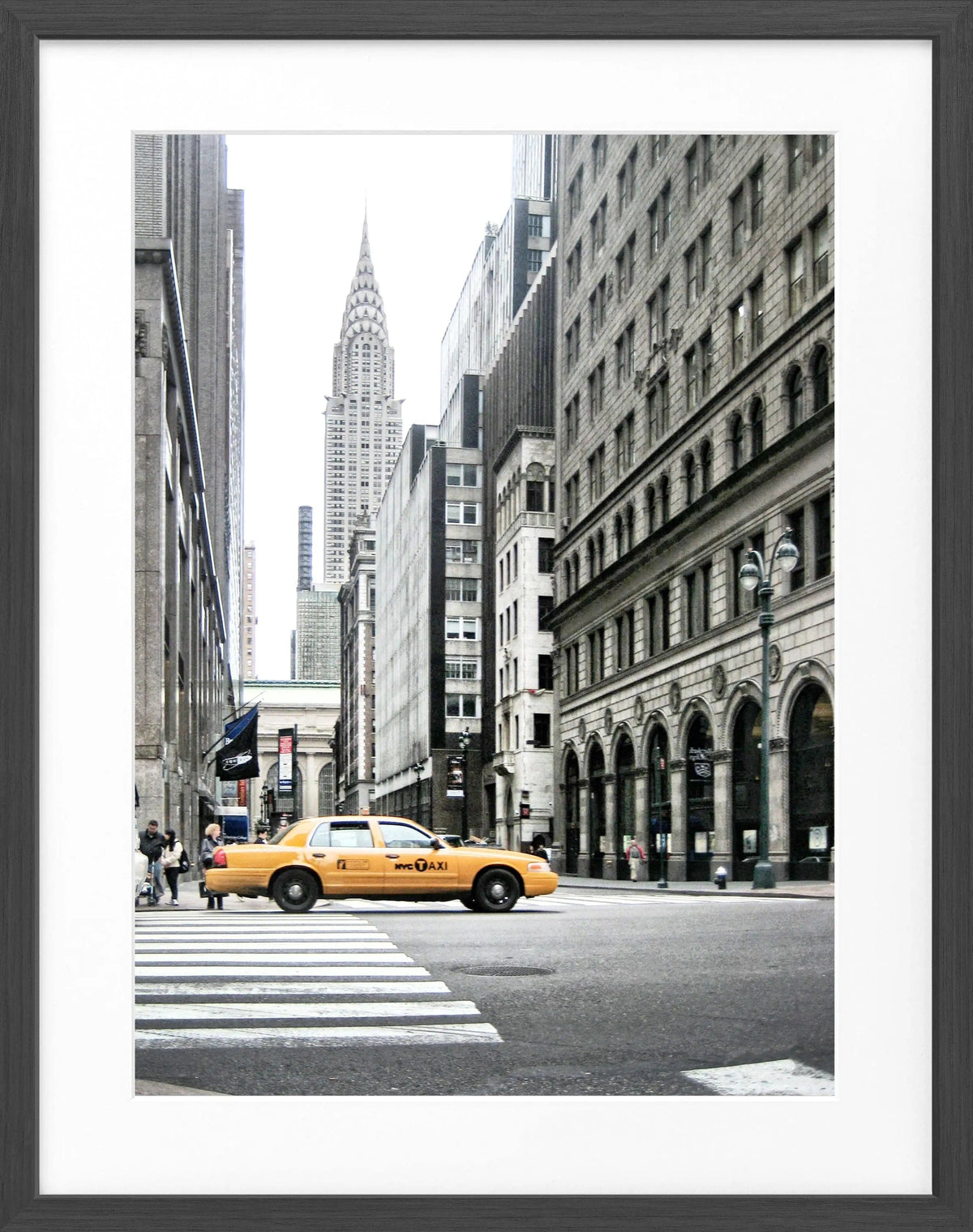 Schwarz-weiß Poster mit Rahmen, New York Chrysler Building, 25x31cm, von Cosman-Photocollection, Wanddekoration