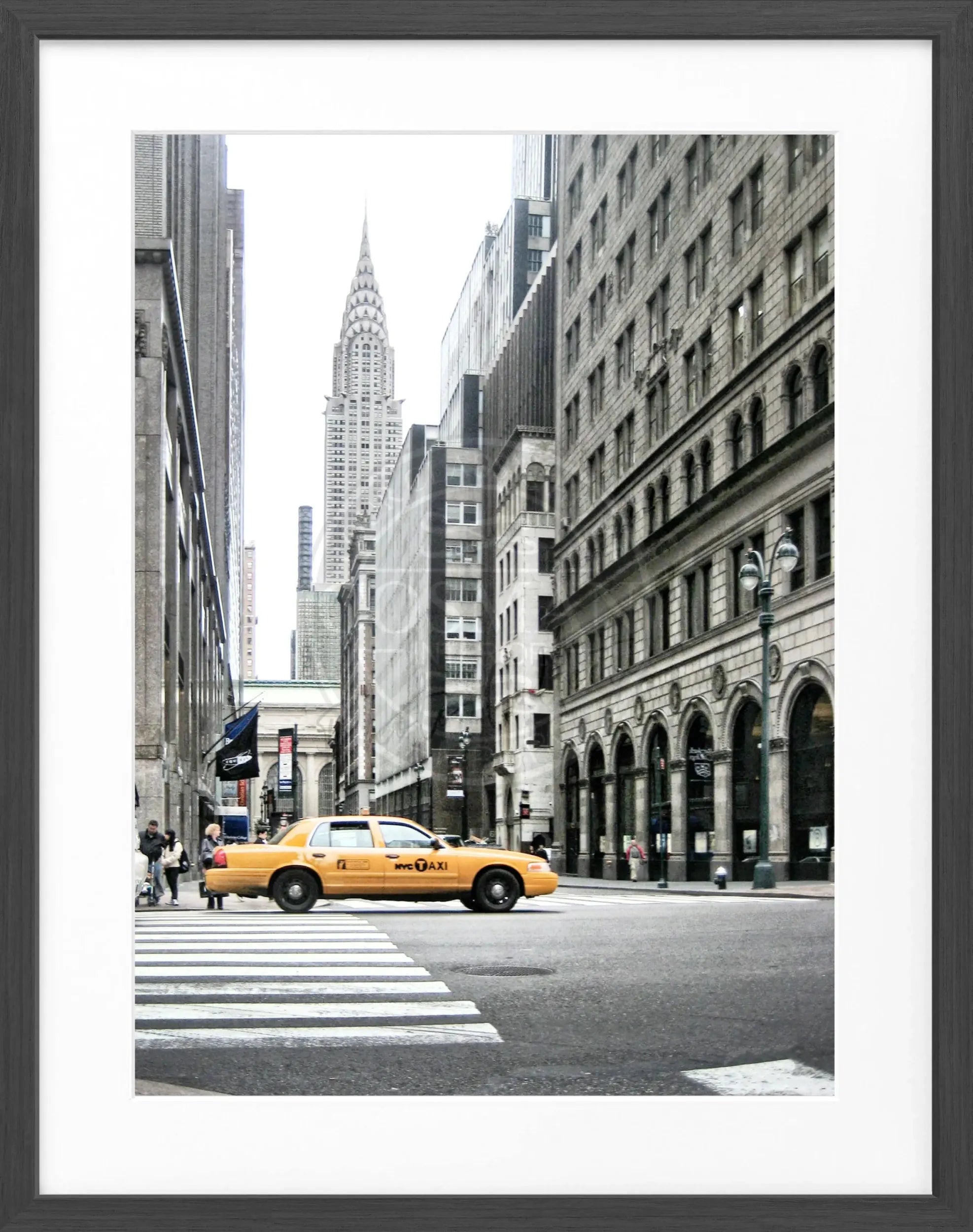 Schwarz-weiß Poster mit Rahmen, New York Chrysler Building, 25x31cm, von Cosman-Photocollection, Wanddekoration