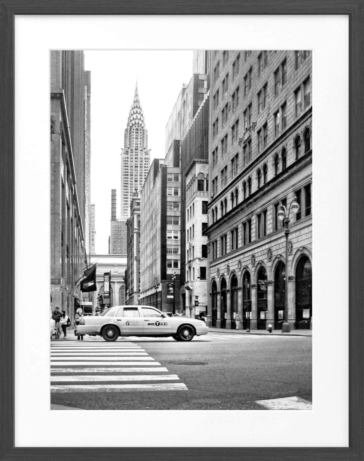 Schwarz-weiß Poster des Chrysler Buildings in New York mit Rahmen, 25x31cm, von Cosman-Photocollection.