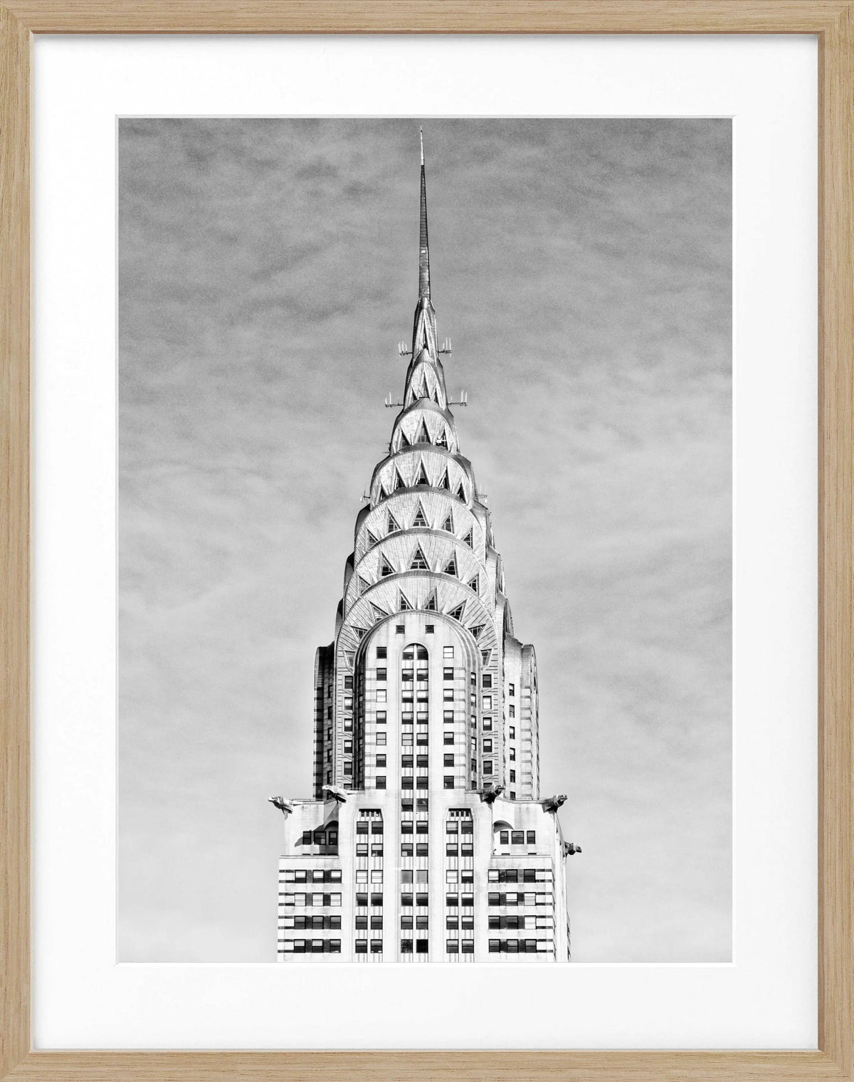 Schwarz-weiß Poster mit Rahmen von Cosman-Photocollection, New York Chrysler Building, 25x31 cm, stilvolles Stadtmotiv