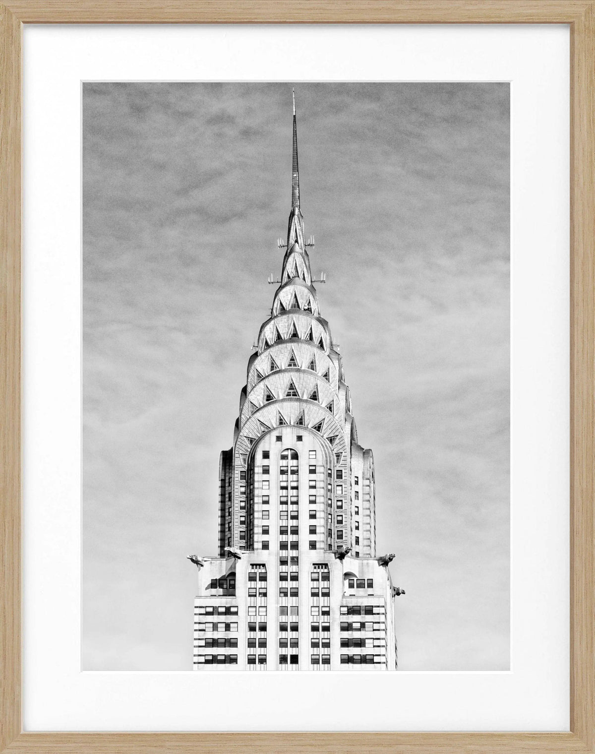 Schwarz-weiß Poster mit Rahmen von Cosman-Photocollection, New York Chrysler Building, 25x31 cm, stilvolles Stadtmotiv