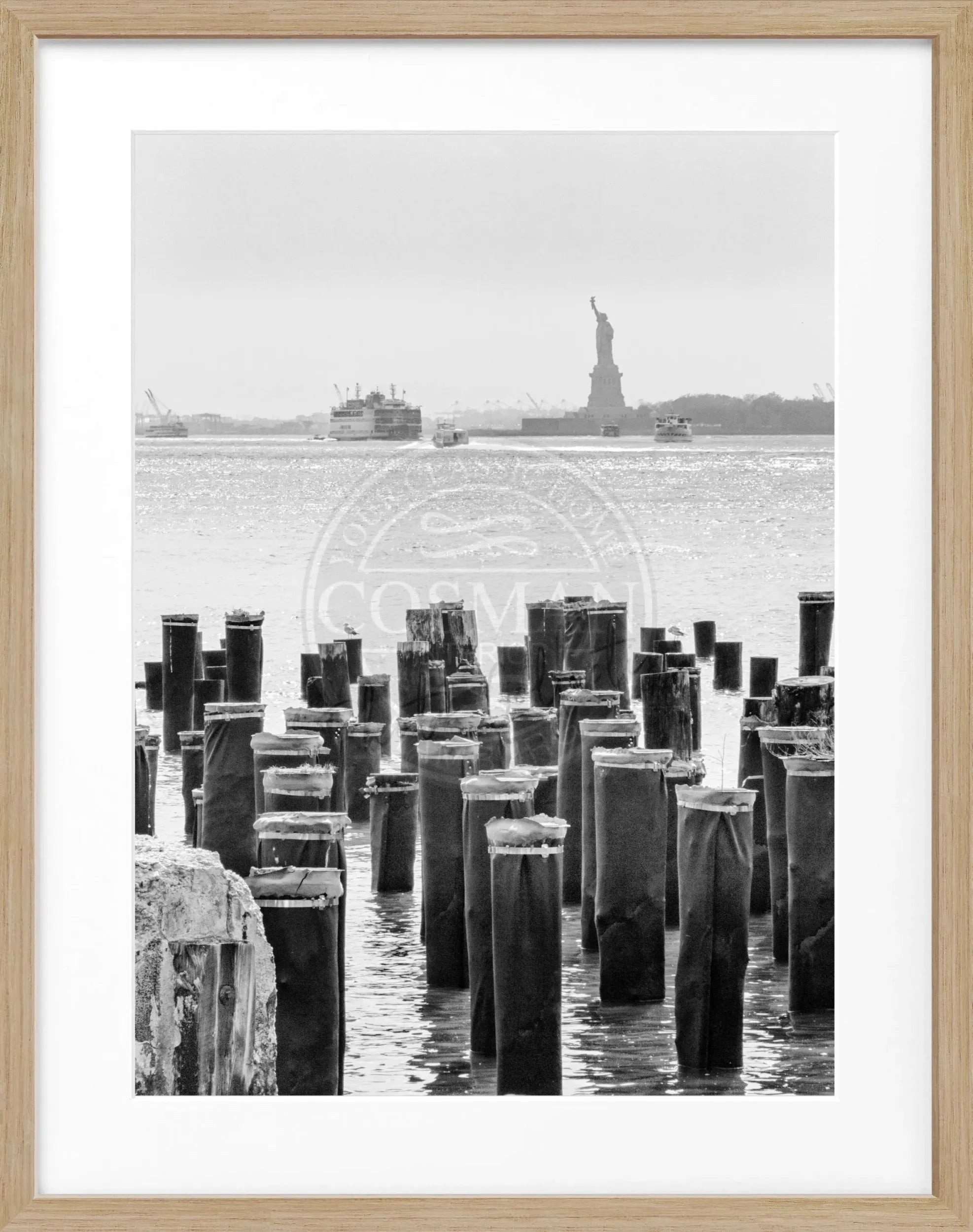Schwarz-weiß Poster mit Rahmen von Cosman-Photocollection, New York Stadtmotiv, 25x31 cm, stilvoller Wanddekoration