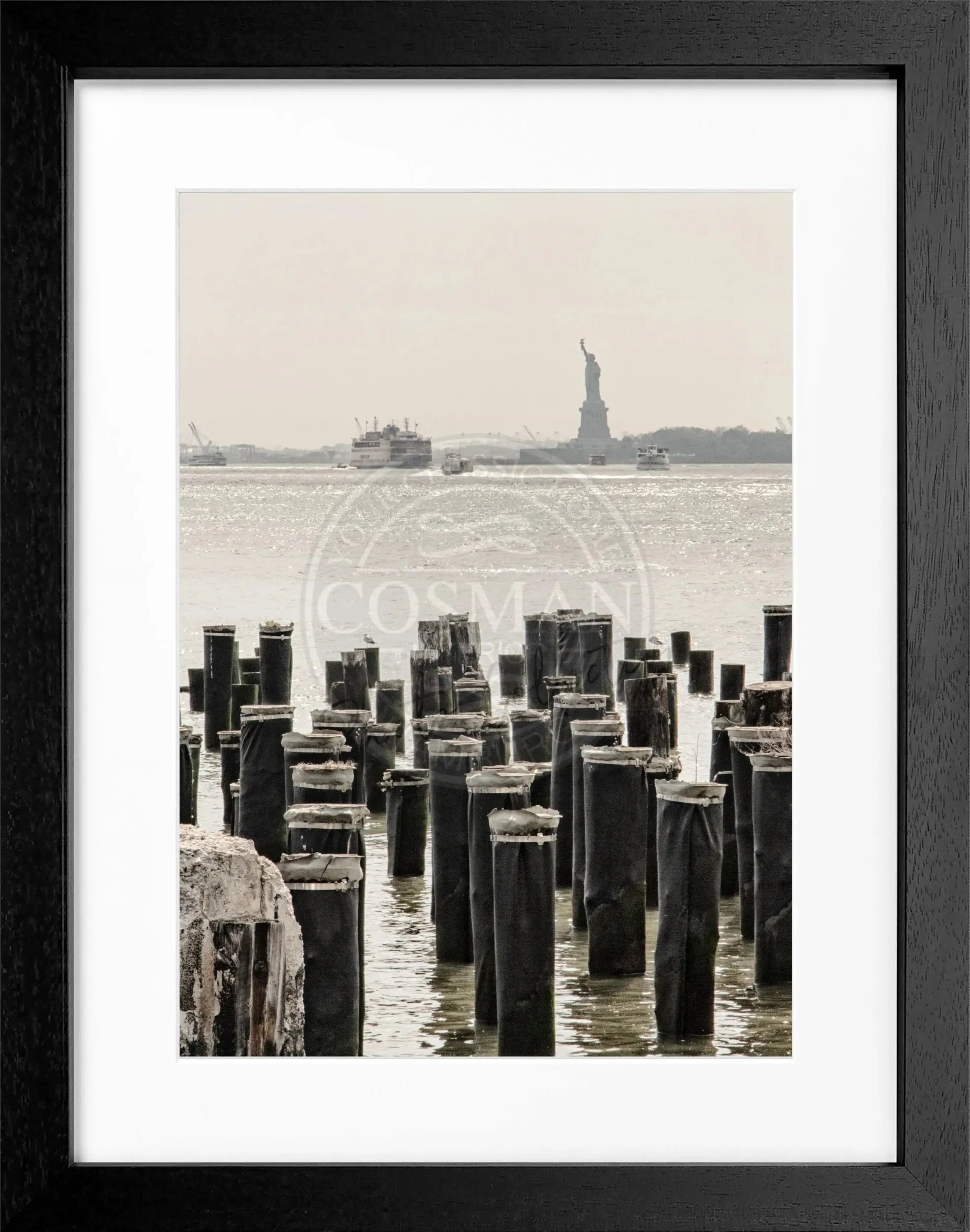 Schwarz-weiß Poster mit Rahmen von Cosman-Photocollection, New York Stadtmotiv, 25x31 cm, Wanddekoration