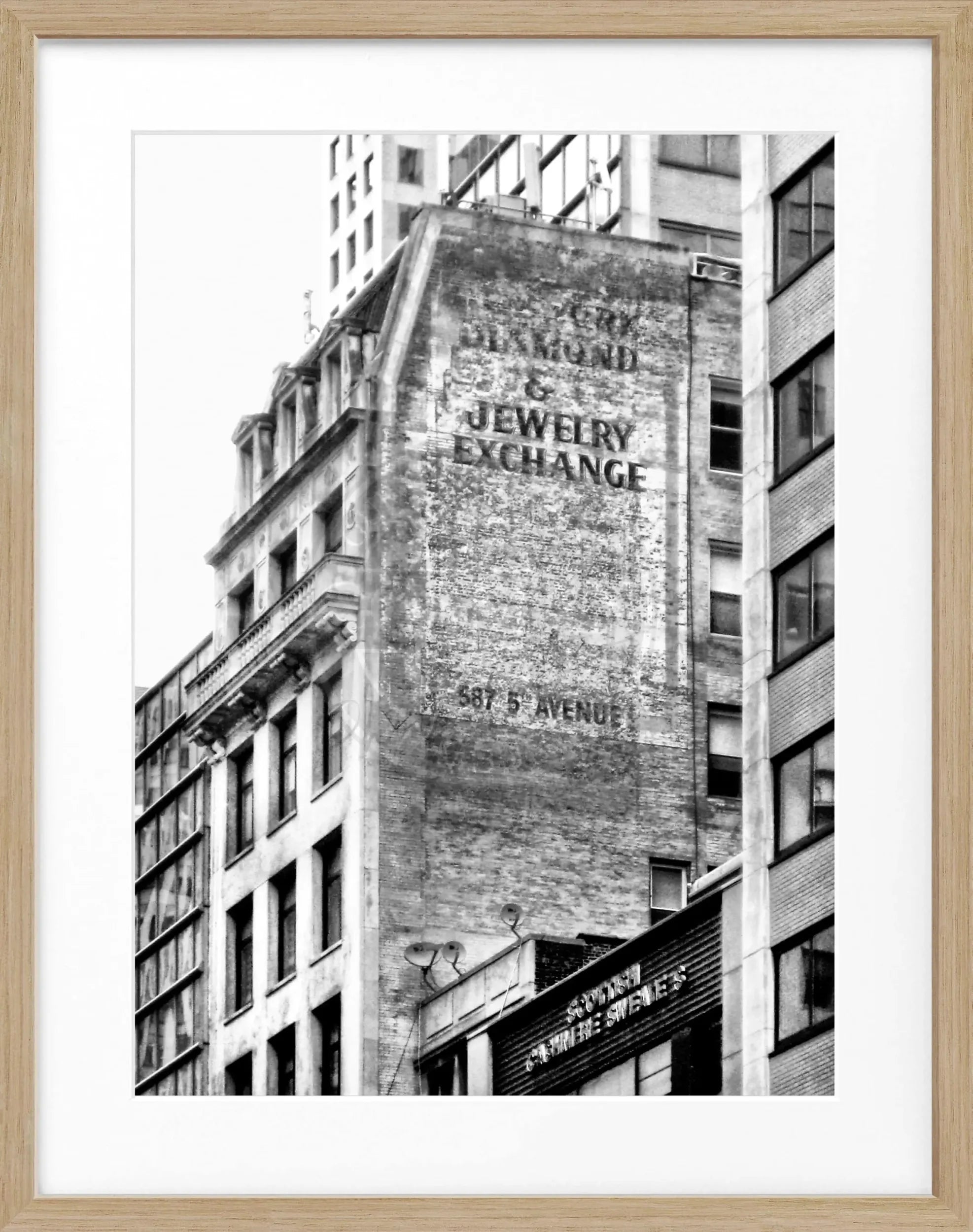 Schwarz-weiß Poster mit Rahmen von New York NY33A, 25x31 cm, von Cosman-Photocollection, stilvolle Wanddekoration