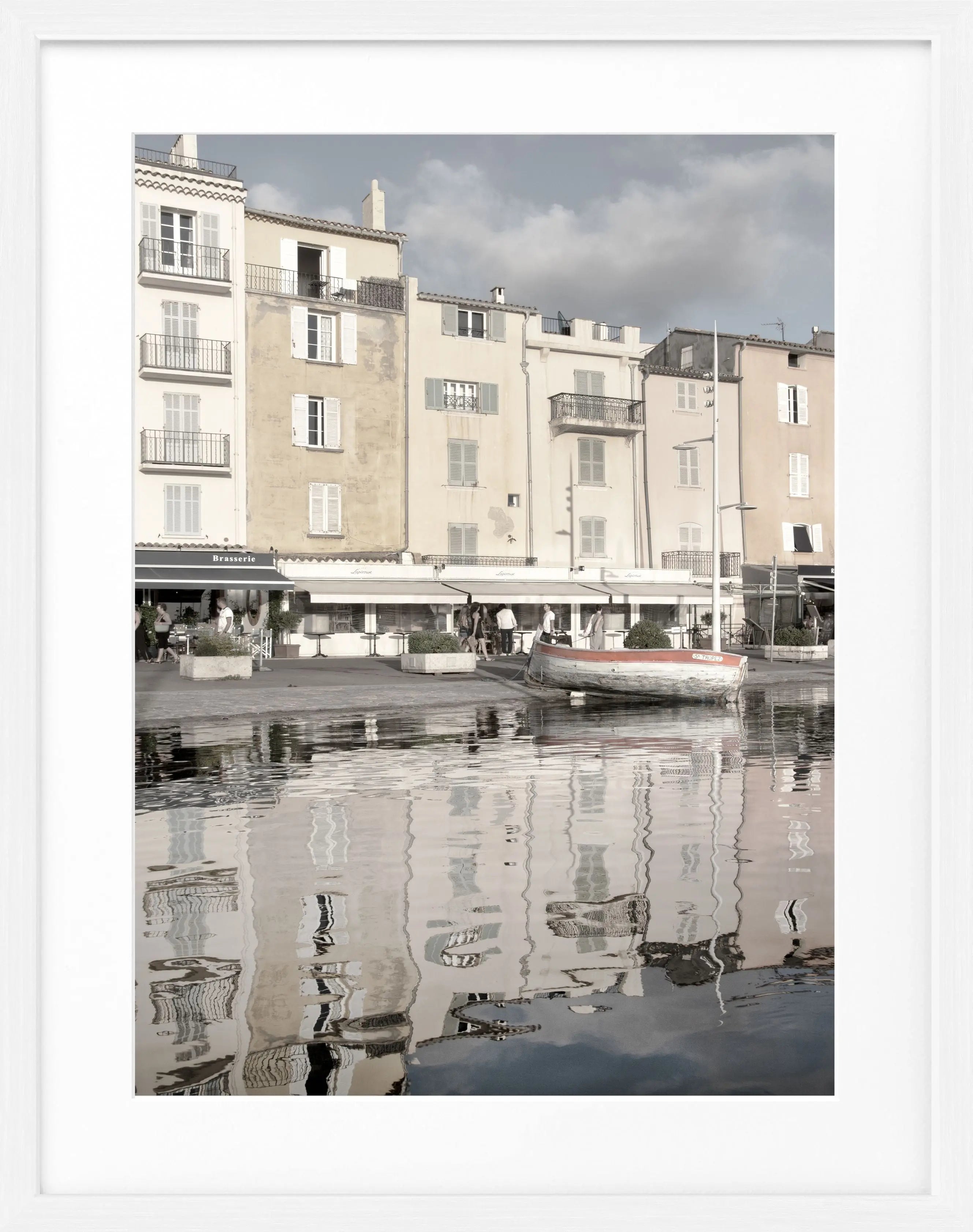 Schwarz-weiß Poster mit Rahmen von Cosman-Photocollection, Motiv Saint Tropez, Größe 25x31 cm, stilvolle Wanddekoration