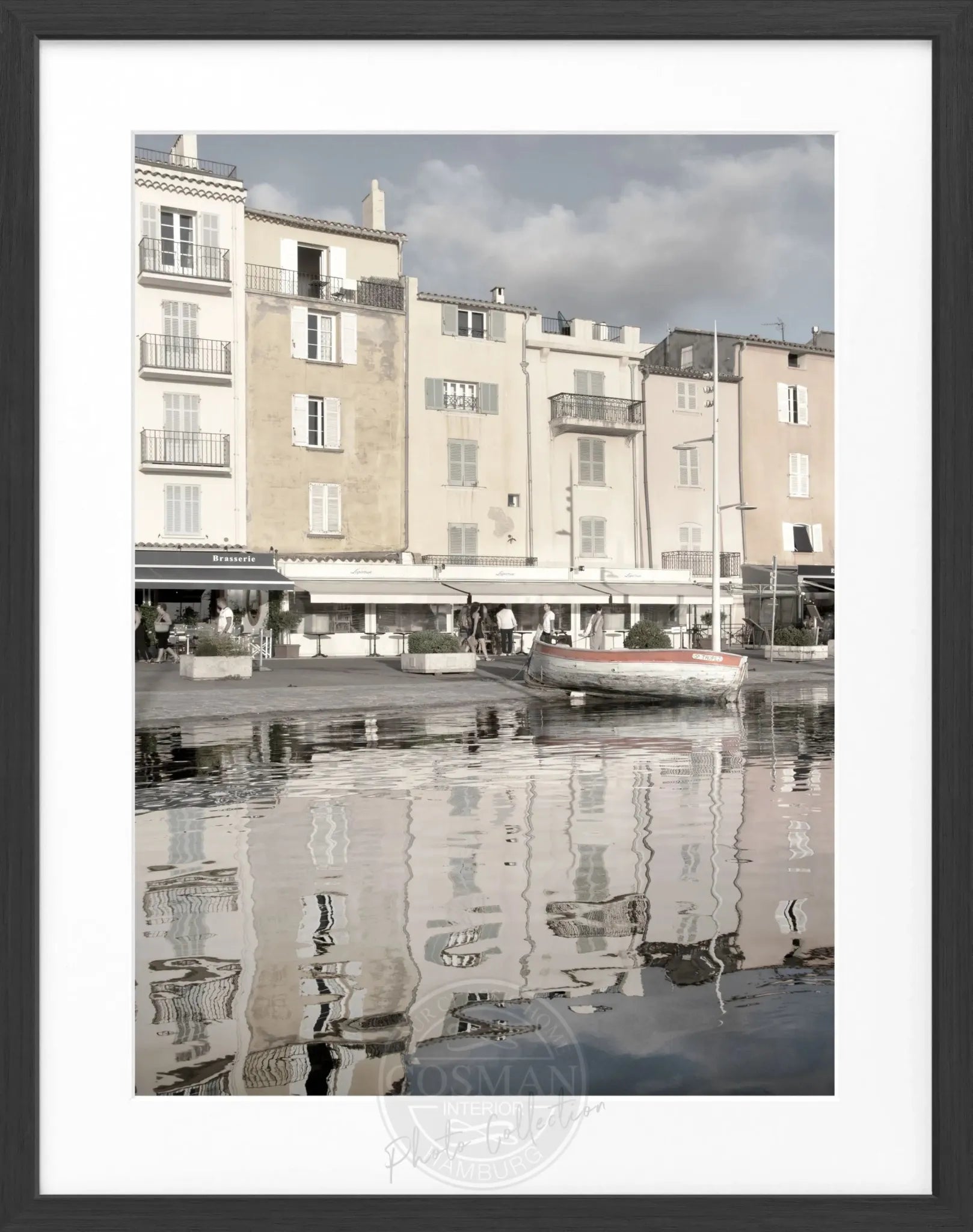 Schwarz-weiß Poster mit Rahmen von Cosman-Photocollection, Motiv Saint Tropez, Maße 25x31 cm, stilvolle Wanddekoration