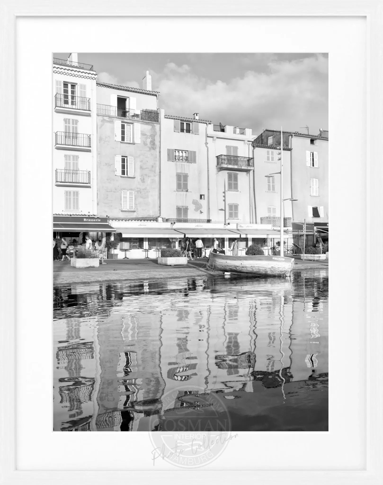 Schwarz-weiß Poster mit Rahmen von Saint Tropez, Cosman-Photocollection, Motiv in schwarz-weiß, 25x31cm, Wanddekoration