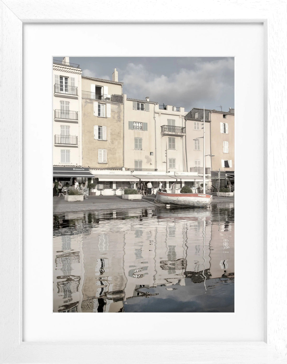Schwarz-weiß Poster mit Rahmen, Saint Tropez ST21, von Cosman-Photocollection, 25x31 cm, Wanddekoration mit Strandmotiv