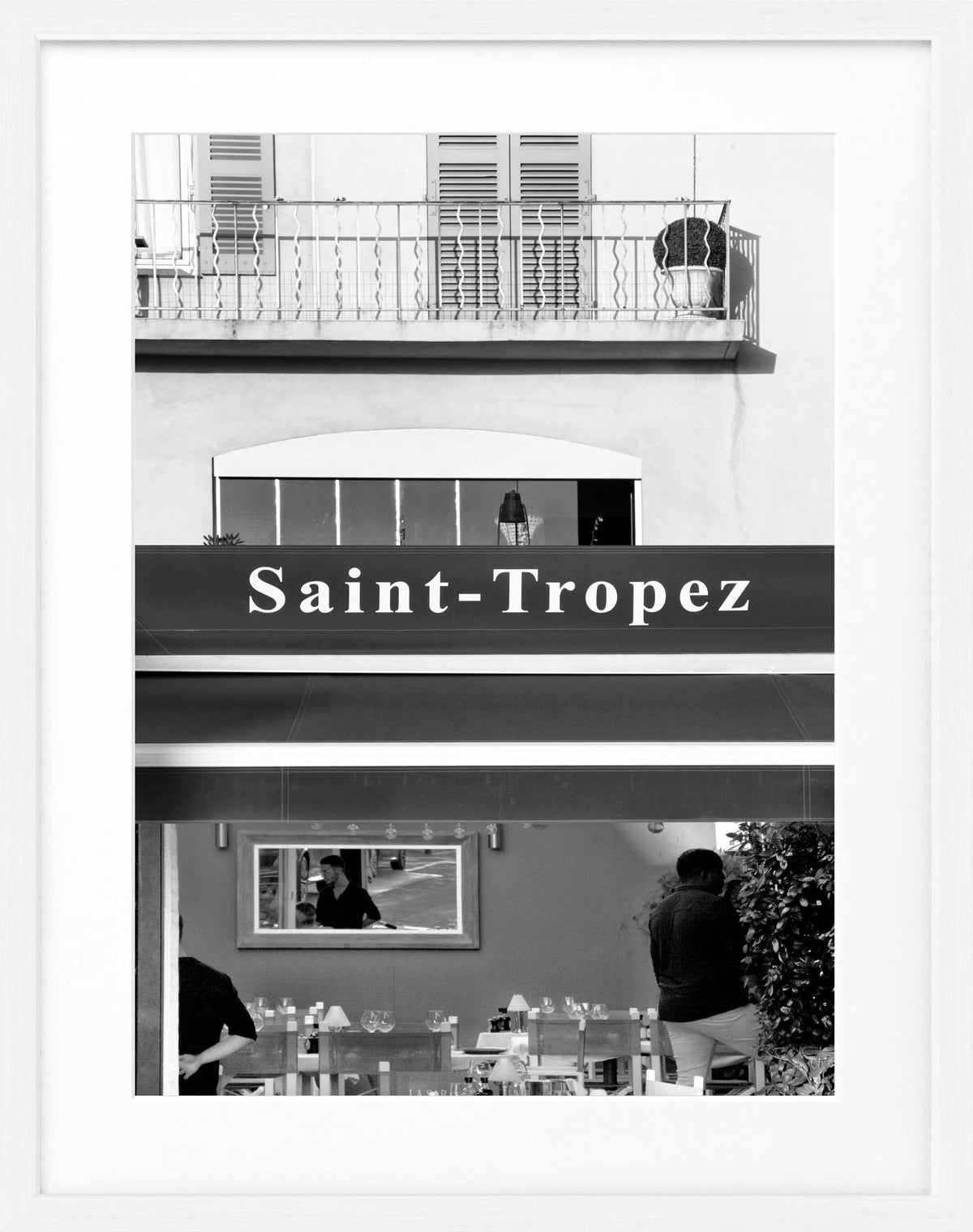 Schwarz-weiß Poster mit Rahmen von Cosman-Photocollection, Motiv Saint Tropez, 25x31 cm, stilvolle Wanddekoration