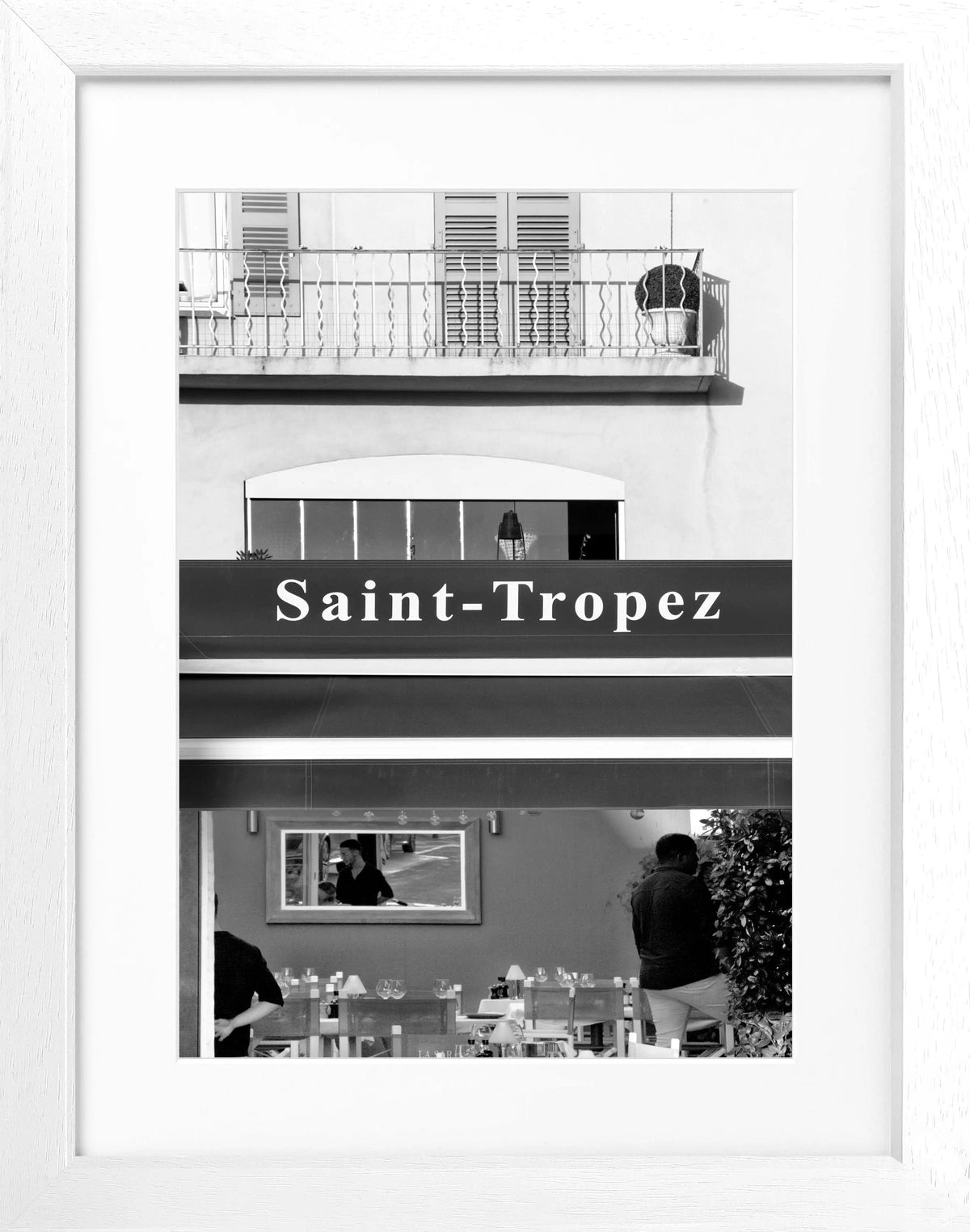 Schwarz-Weiß Poster mit Rahmen Saint Tropez ST26 von Cosman-Photocollection, 25x31cm, dekoratives Wandbild