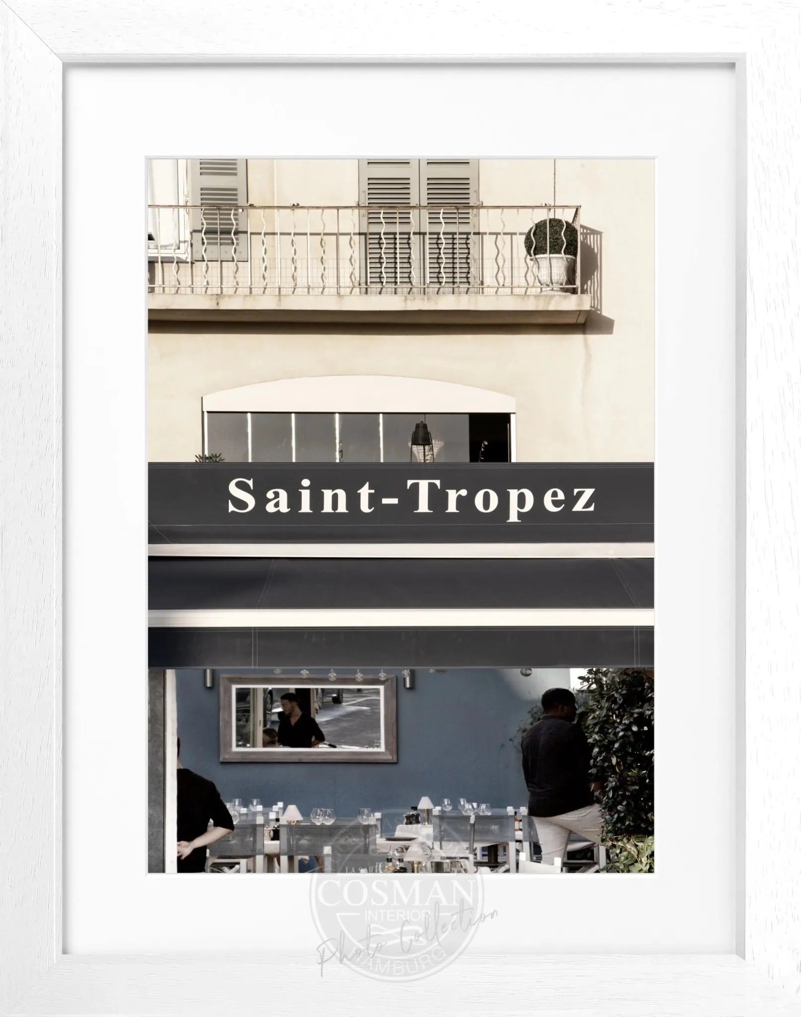 Schwarz-weiß Poster mit Rahmen, Saint Tropez ST26, von Cosman-Photocollection, 25x31 cm, stilvolles Wandbild