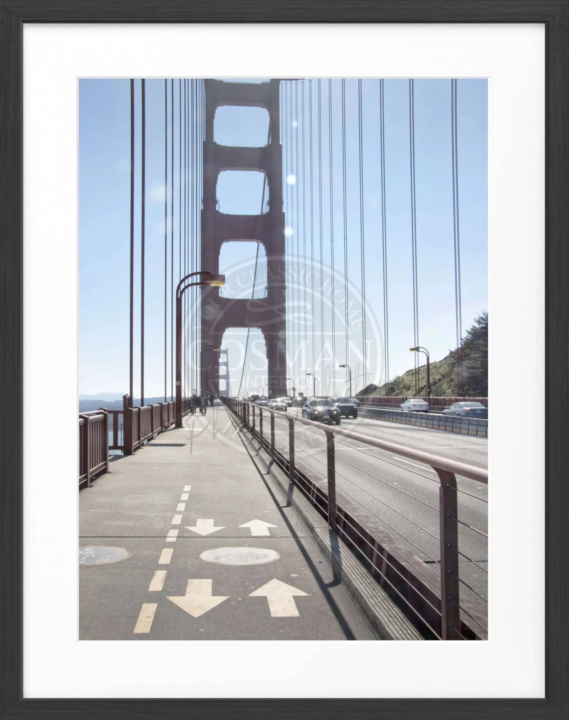 Schwarz-weiß Poster von San Francisco SF22 mit schwarzem Rahmen, 25x31cm, von Cosman-Photocollection.