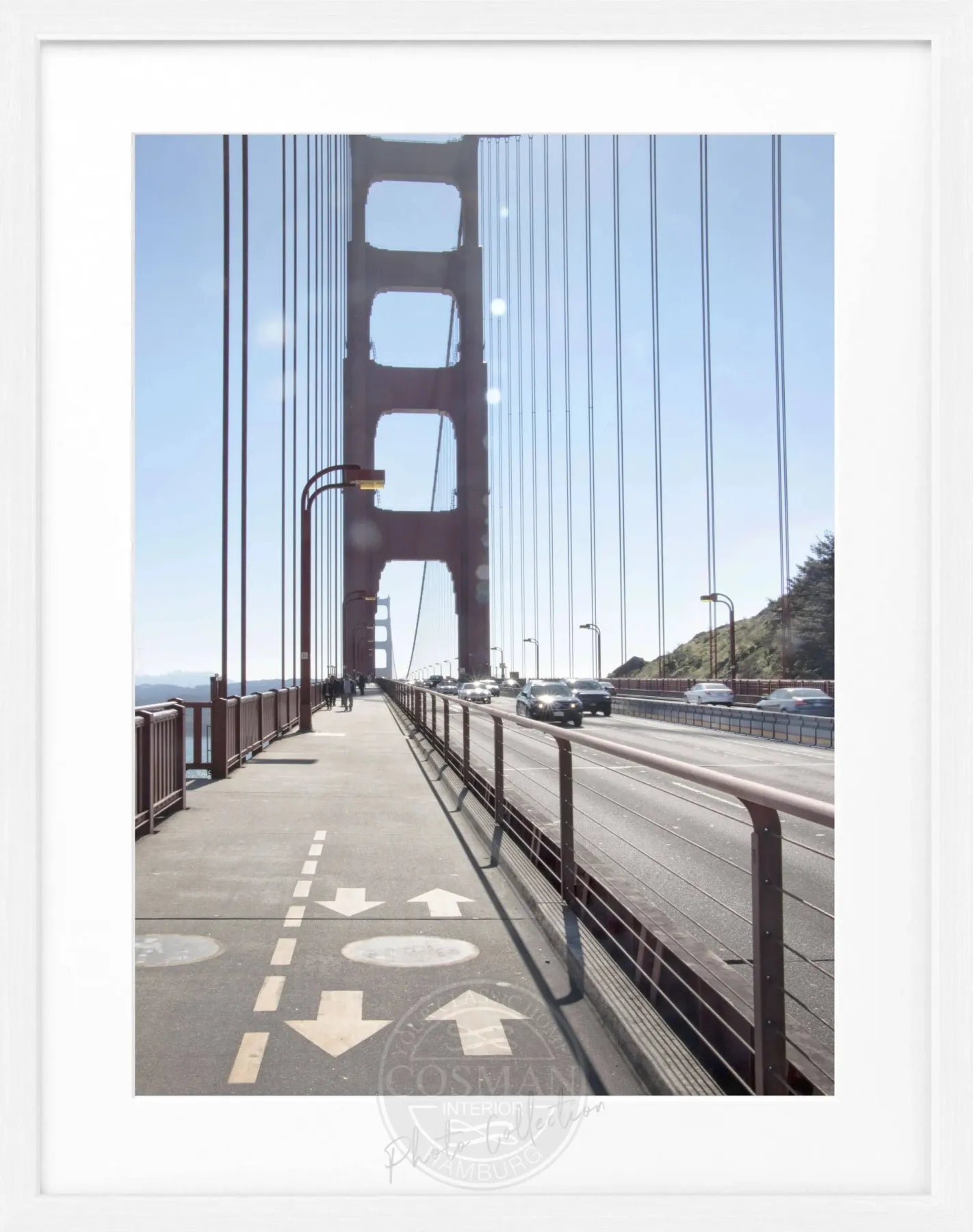 Schwarz-weiß Poster mit Rahmen von San Francisco, 25x31cm, von Cosman-Photocollection, Stadtbild mit Skyline.