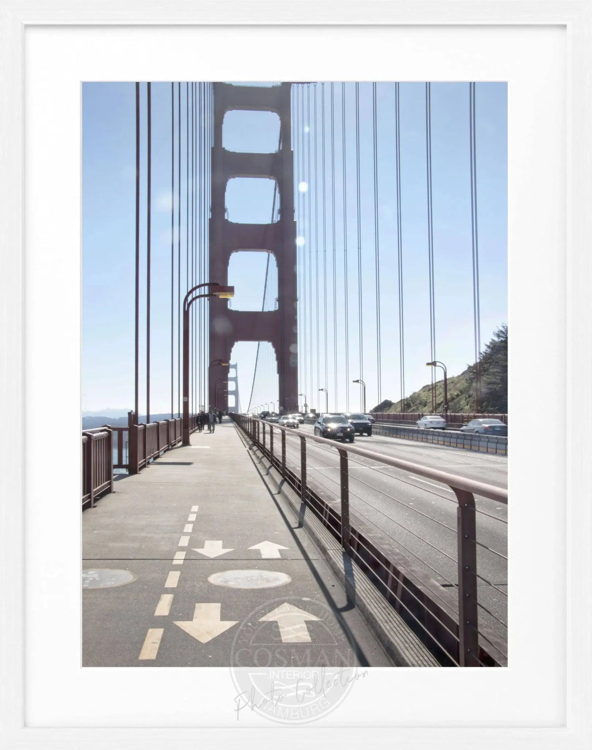 Schwarz-weiß Poster mit Rahmen von San Francisco, 25x31cm, von Cosman-Photocollection, Stadtbild mit Skyline.