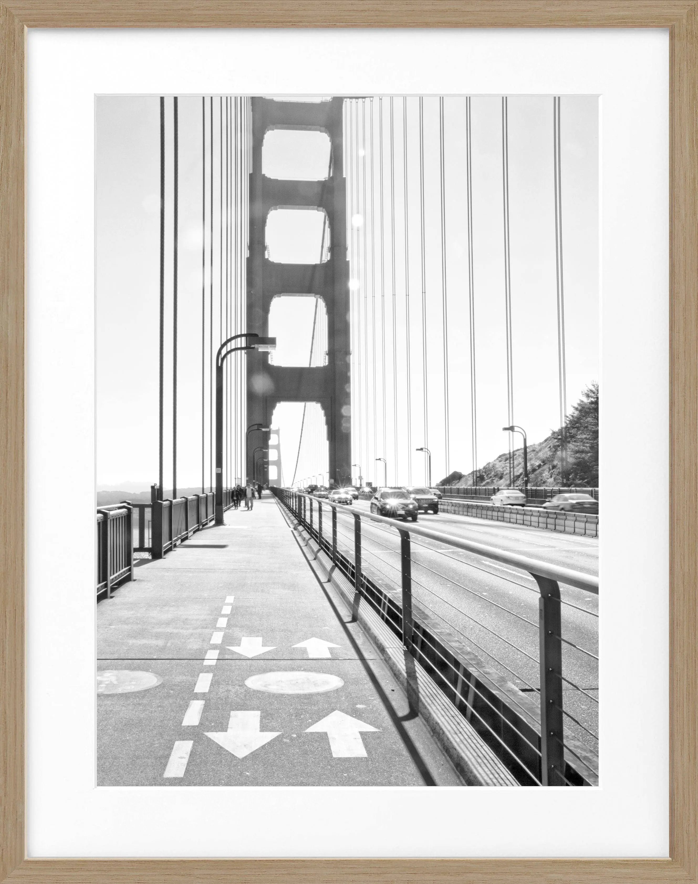 Schwarz-weiß Poster mit Rahmen von San Francisco SF22, 25x31 cm, von Cosman-Photocollection, urbanes Stadtbild.