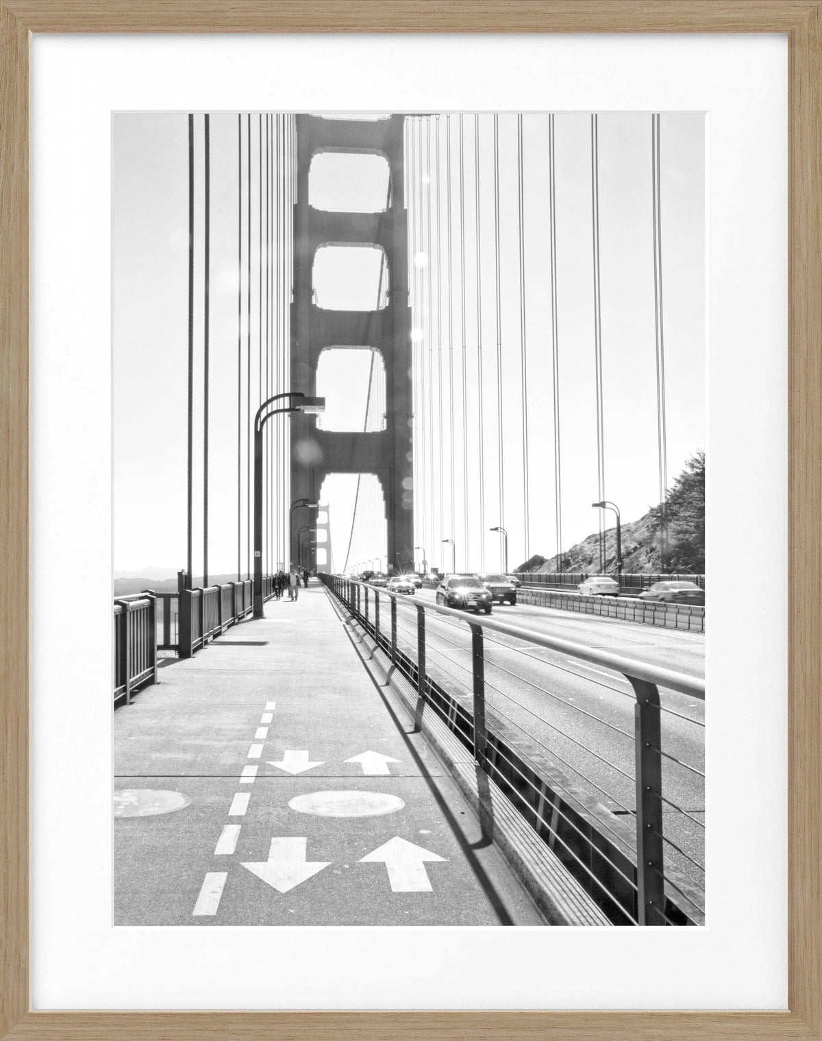Schwarz-weiß Poster mit Rahmen von San Francisco SF22, 25x31 cm, von Cosman-Photocollection, urbanes Stadtbild.