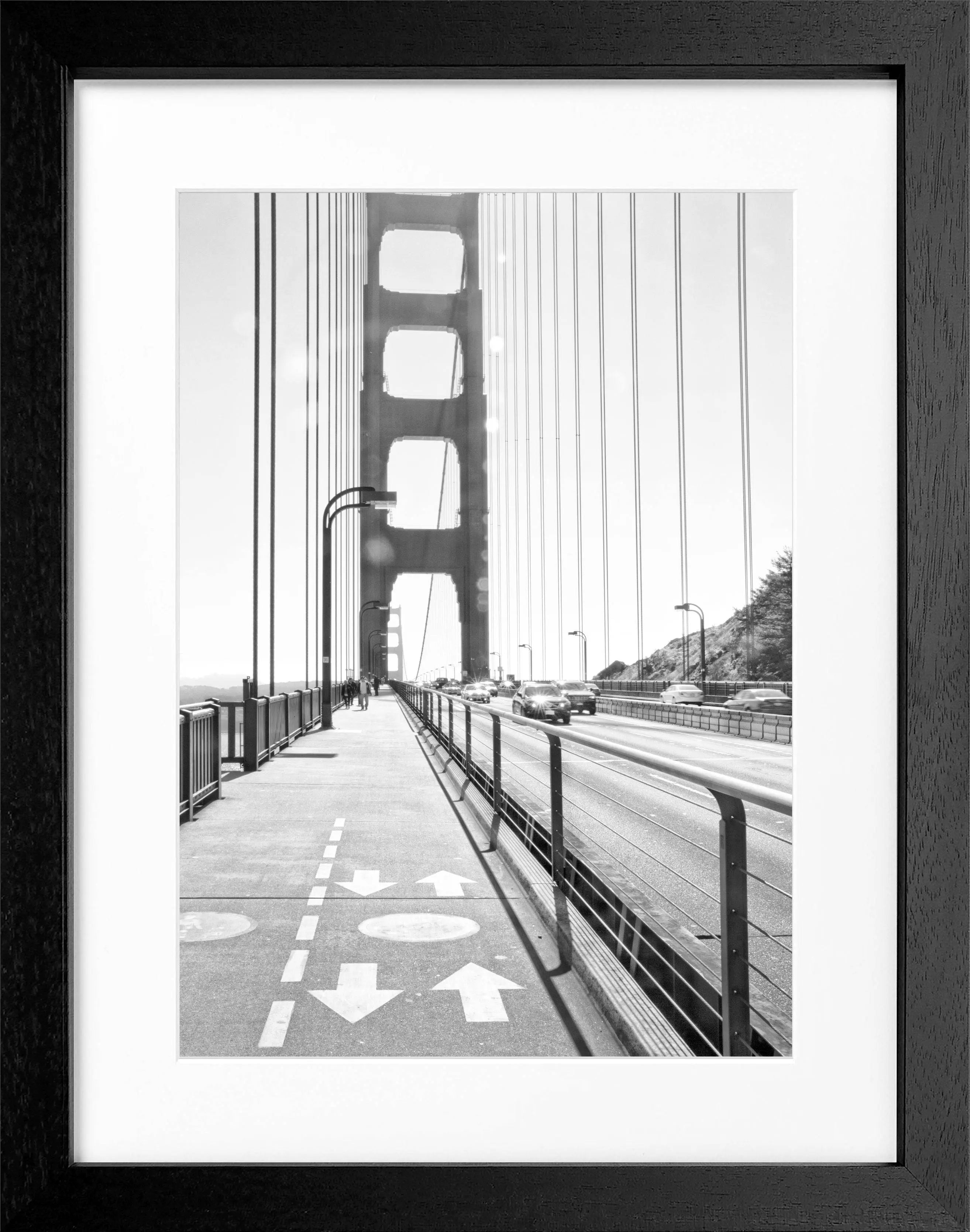 Schwarz-weiß Poster von San Francisco SF22 mit schwarzem Rahmen, 25x31 cm, von Cosman-Photocollection.