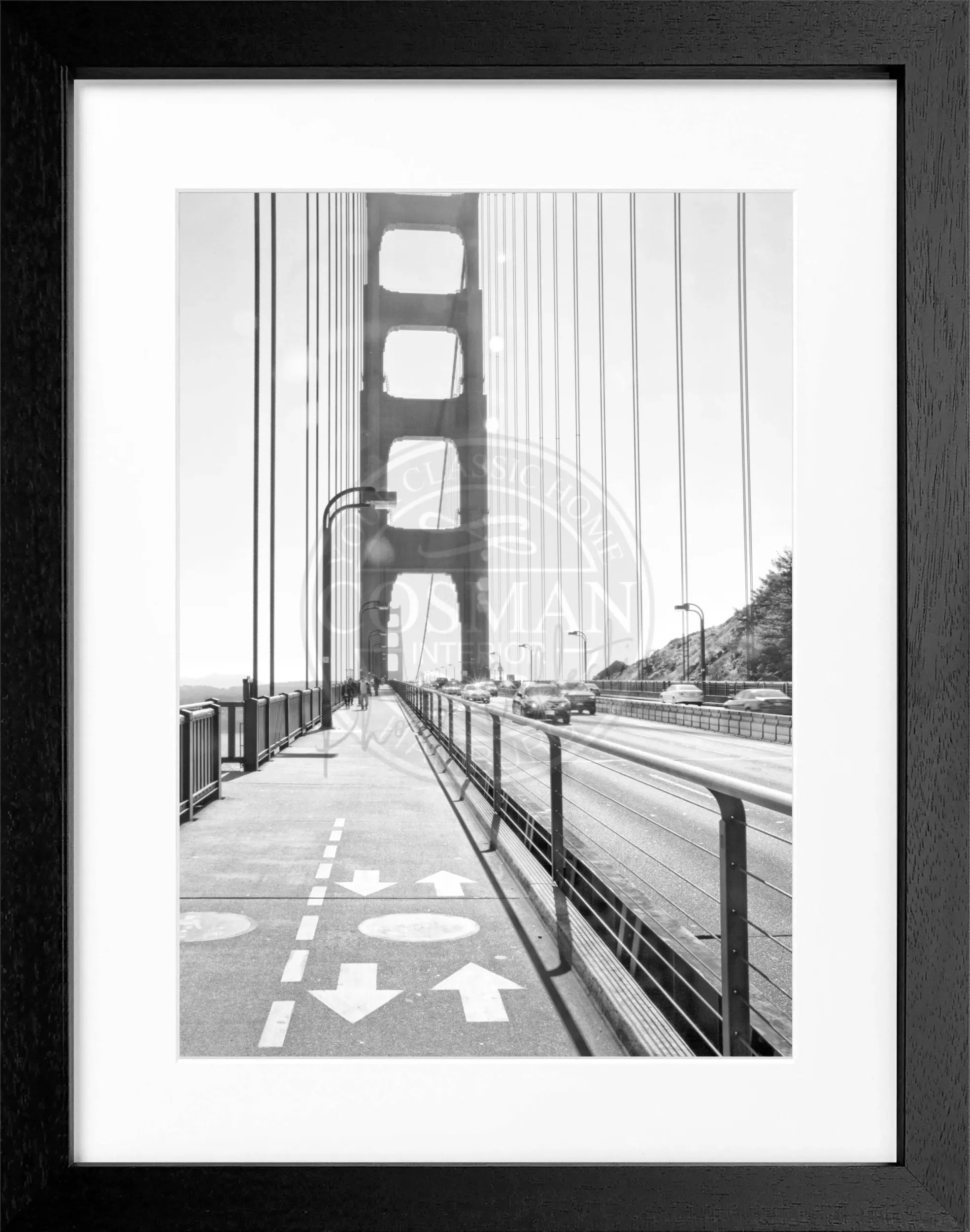Schwarz-weiß Poster mit Rahmen von San Francisco SF22, 25x31 cm, von Cosman-Photocollection, Wanddekoration mit Stadtmotiv