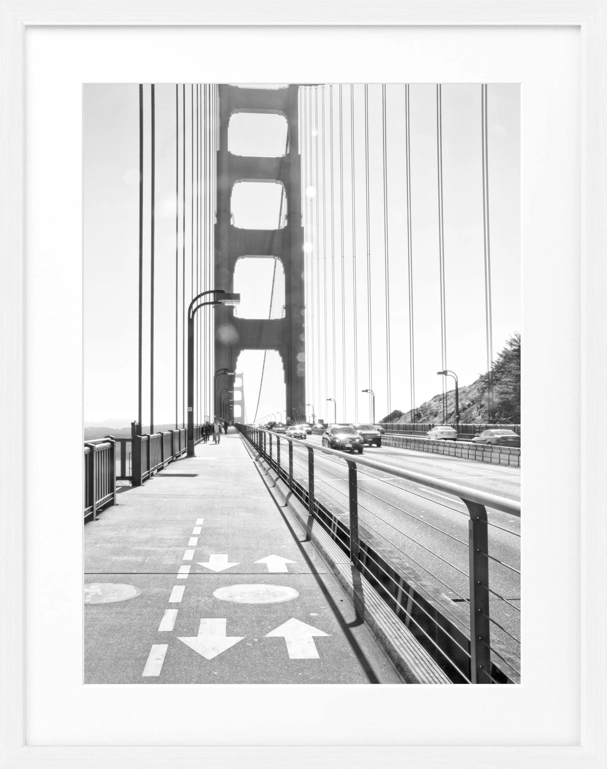 Schwarz-weiß Poster mit Rahmen von San Francisco SF22, 25x31cm, von Cosman-Photocollection, dekoratives Wandbild