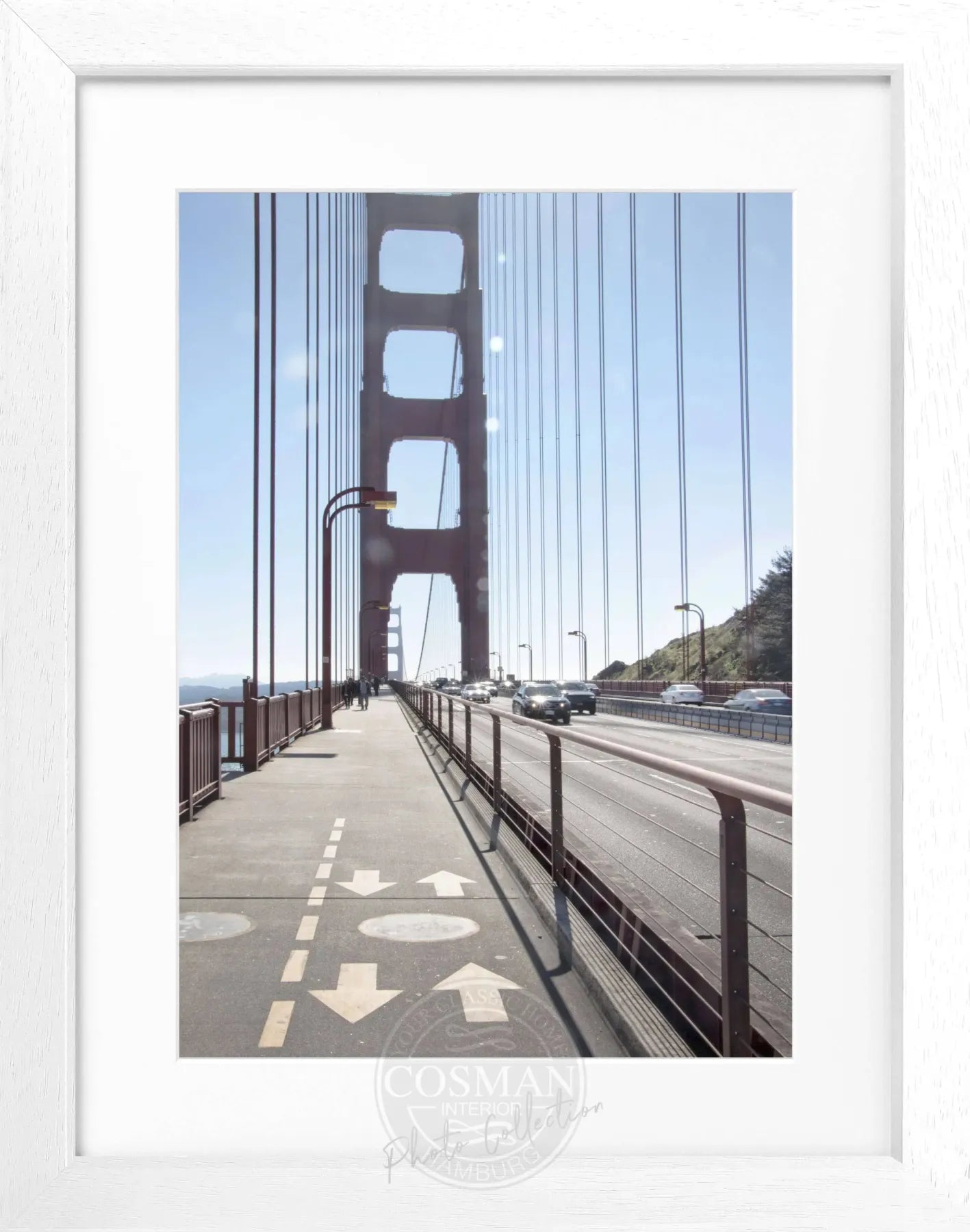 Schwarz-weiß Poster mit Rahmen von San Francisco, 25x31 cm, von Cosman-Photocollection, urbanes Stadtbild.