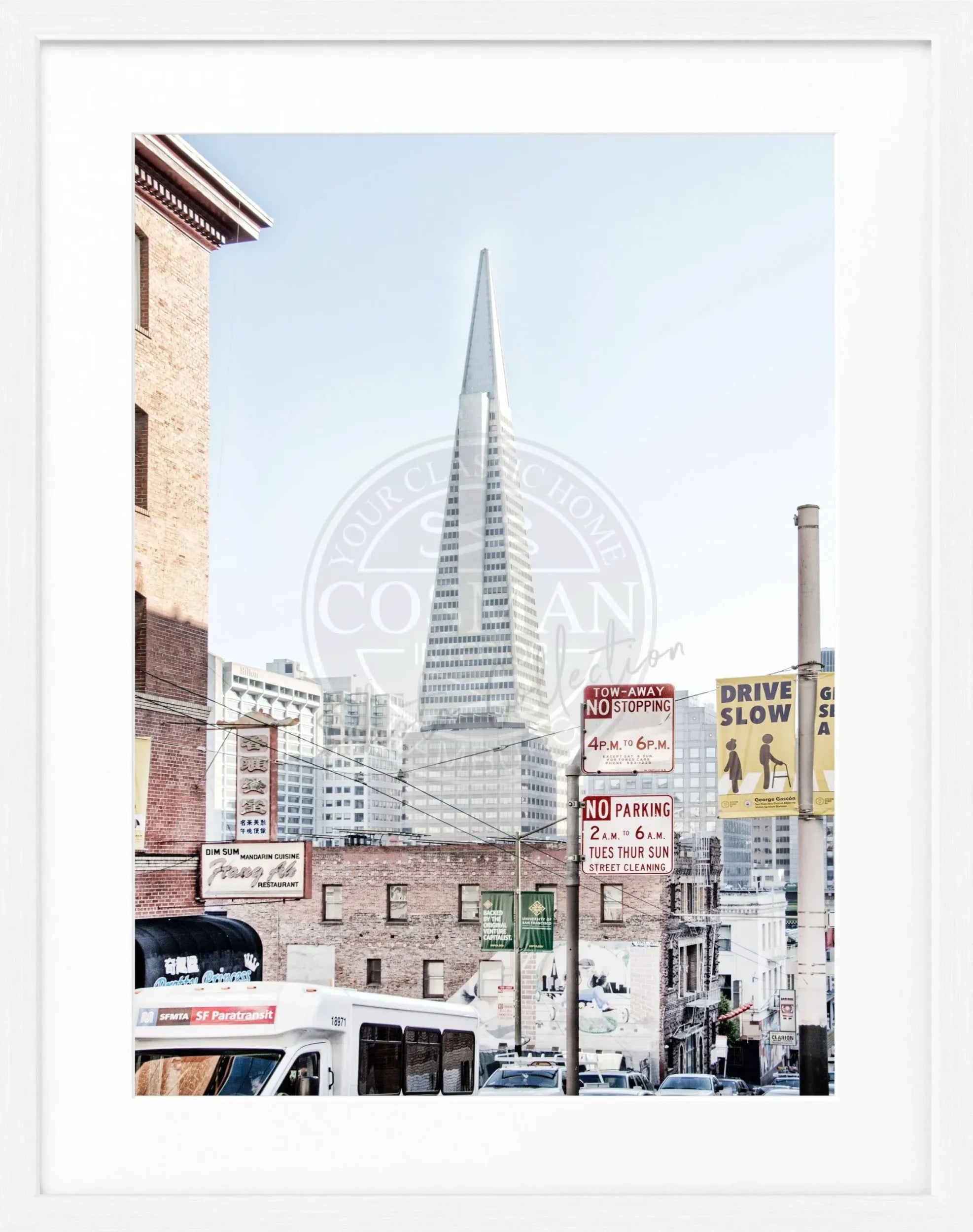 Schwarz-weiß Poster mit Rahmen, San Francisco Transamerica Pyramid Center, Cosman-Photocollection, 25x31 cm, modern Wanddekoration