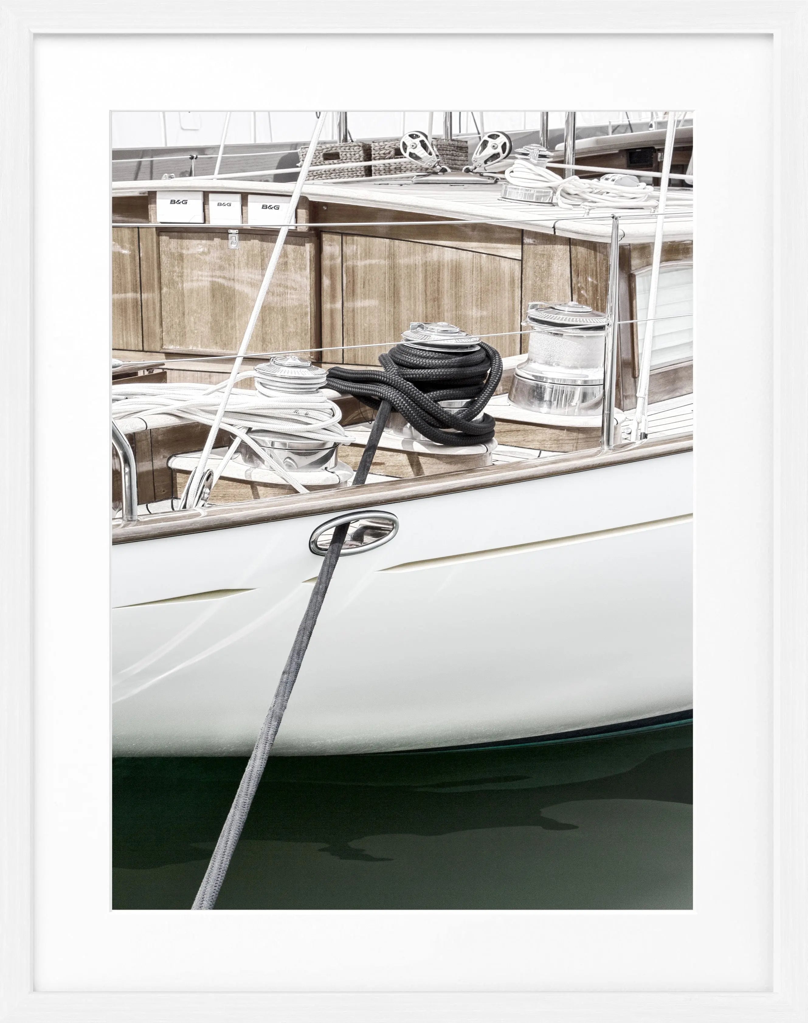 Schwarz-weiß Poster mit Rahmen, Segelboot Motiv, Saint Tropez, von Cosman-Photocollection, 25x31 cm