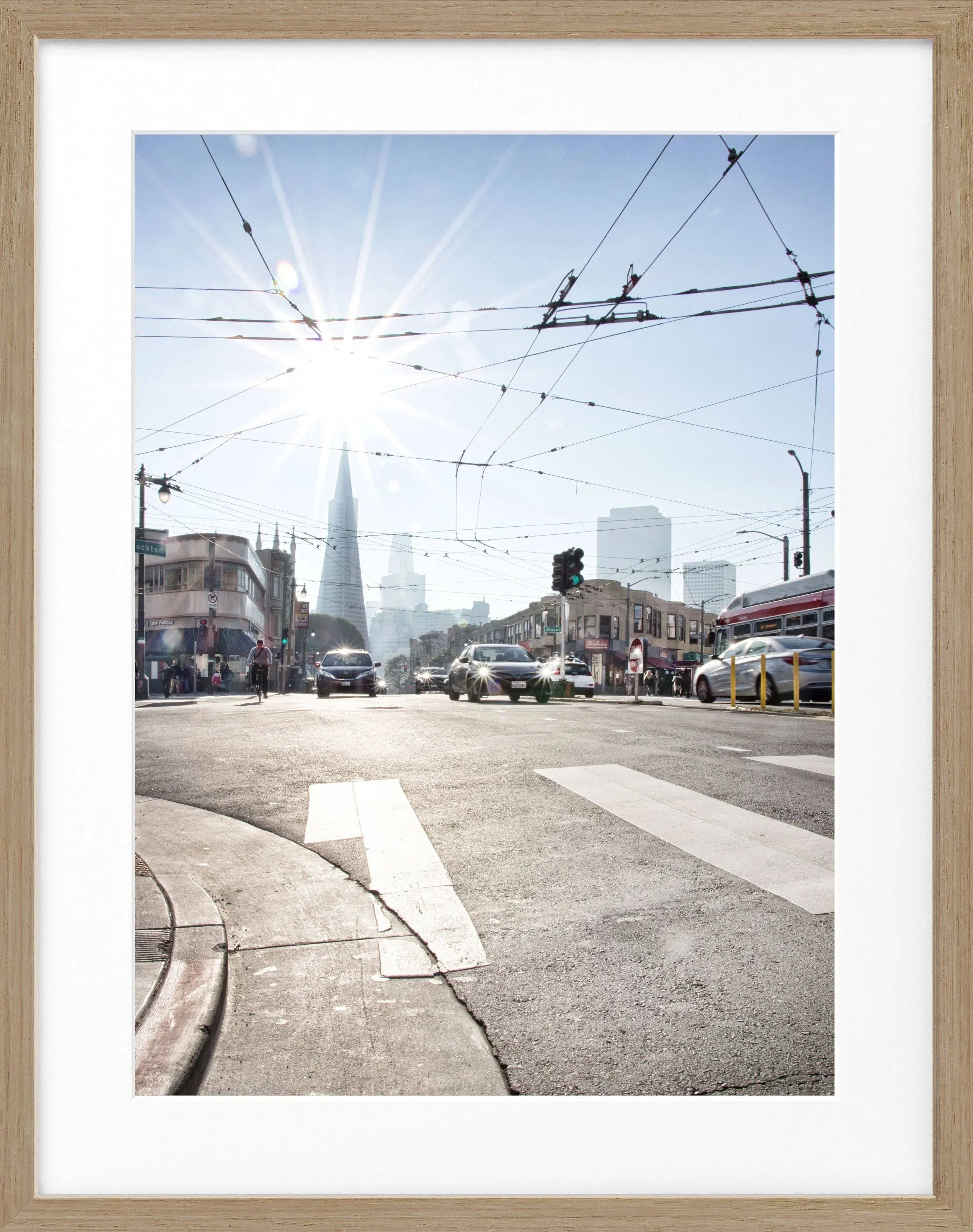 Schwarz-weiß Poster mit Rahmen von San Francisco Skyline, 25x31 cm, von Cosman-Photocollection.