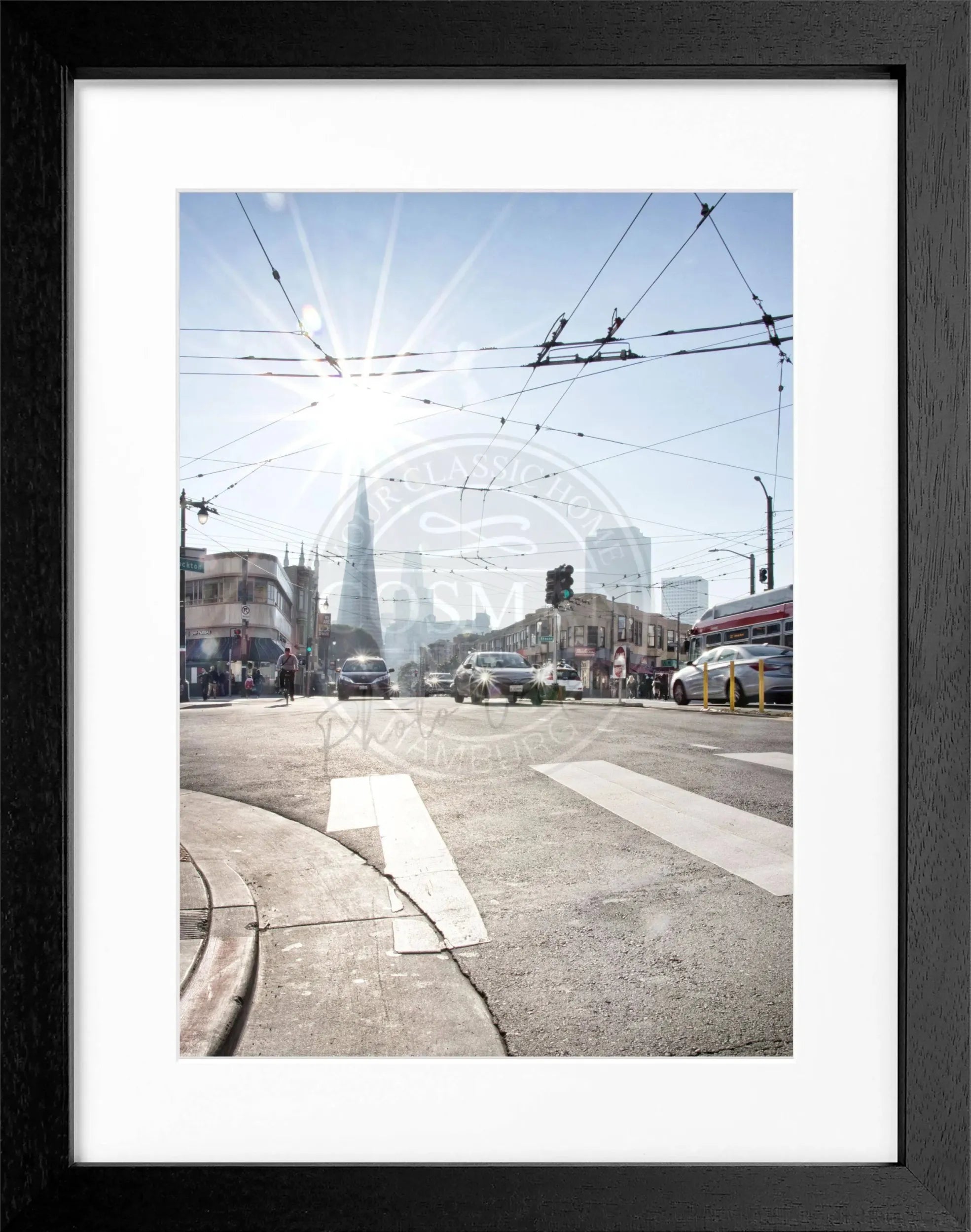 Schwarz-weiß Poster mit Rahmen von San Francisco Skyline, 25x31cm, von Cosman-Photocollection, Wanddekoration mit Stadtansicht