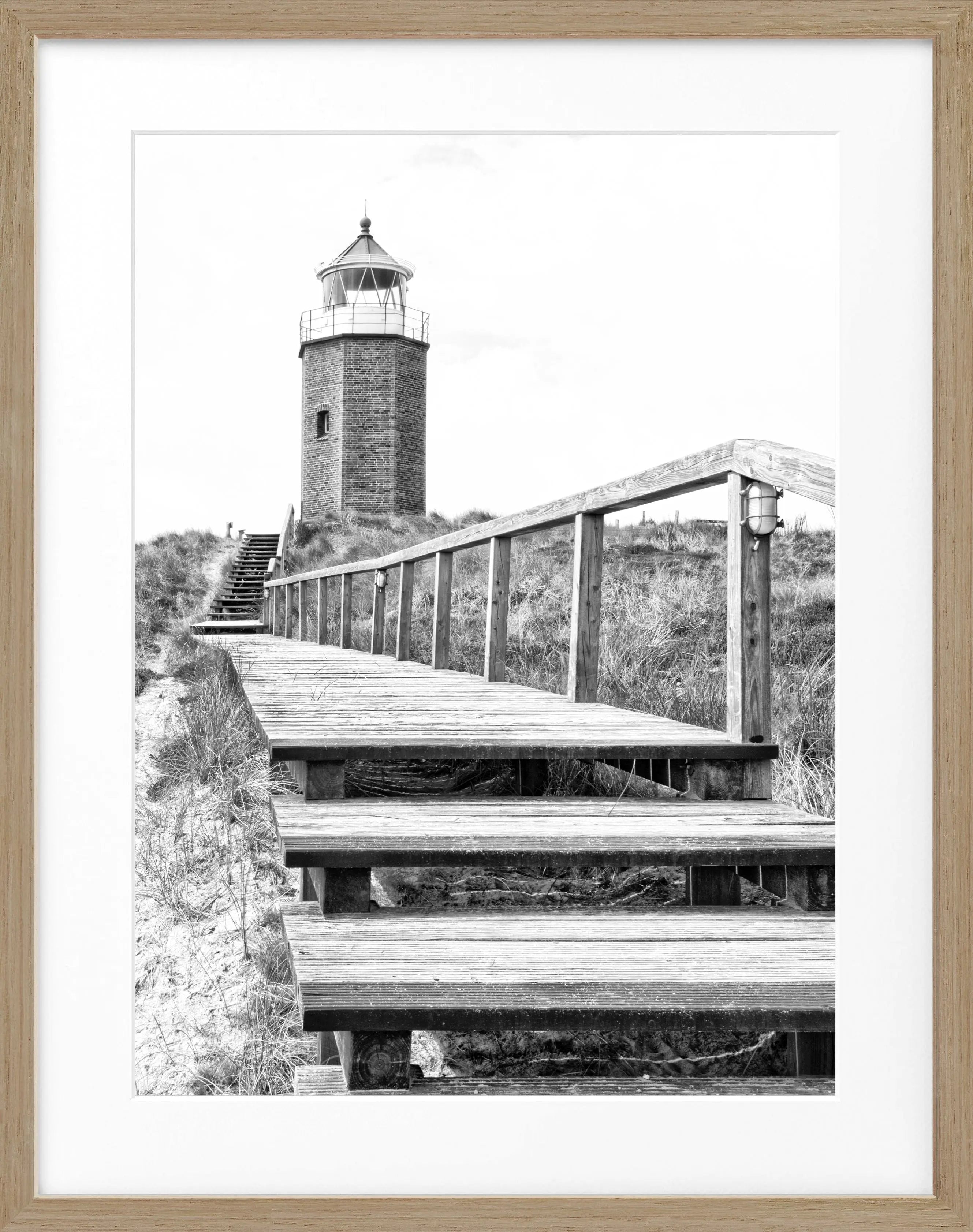 Schwarz-weiß Poster mit Rahmen, Sylt Leuchtturm Kampen, Cosman-Photocollection, 25x31 cm, Wanddekoration, Meereslandschaft
