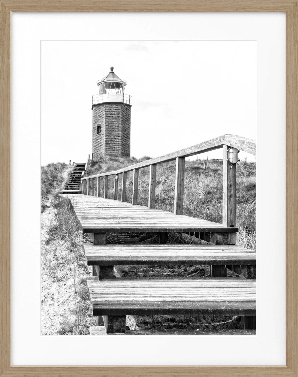 Schwarz-weiß Poster mit Rahmen, Sylt Leuchtturm Kampen, Cosman-Photocollection, 25x31 cm, Wanddekoration, Meereslandschaft