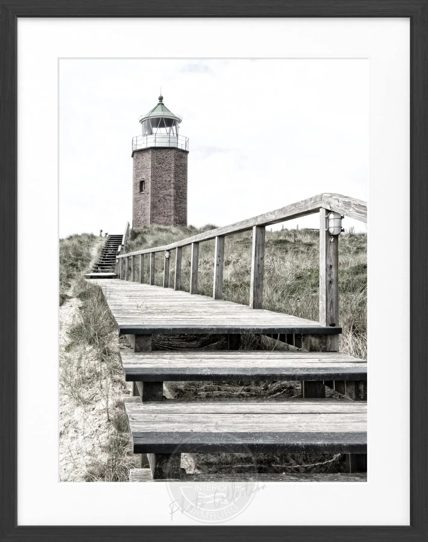 Schwarz-weiß Poster mit Rahmen von Cosman-Photocollection, Leuchtturm Kampen Sylt, 25x31cm, dekoratives Küstenmotiv