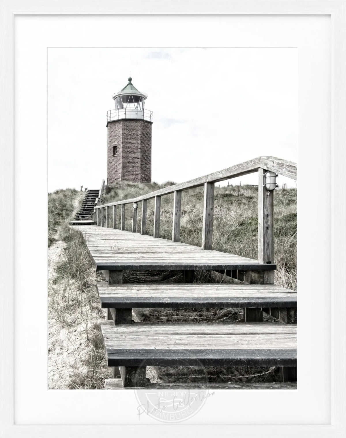 Schwarz-weiß Poster mit Rahmen von Cosman-Photocollection, Leuchtturm auf Sylt in Kampen, Maße 25x31 cm, stilvolles Wandbild