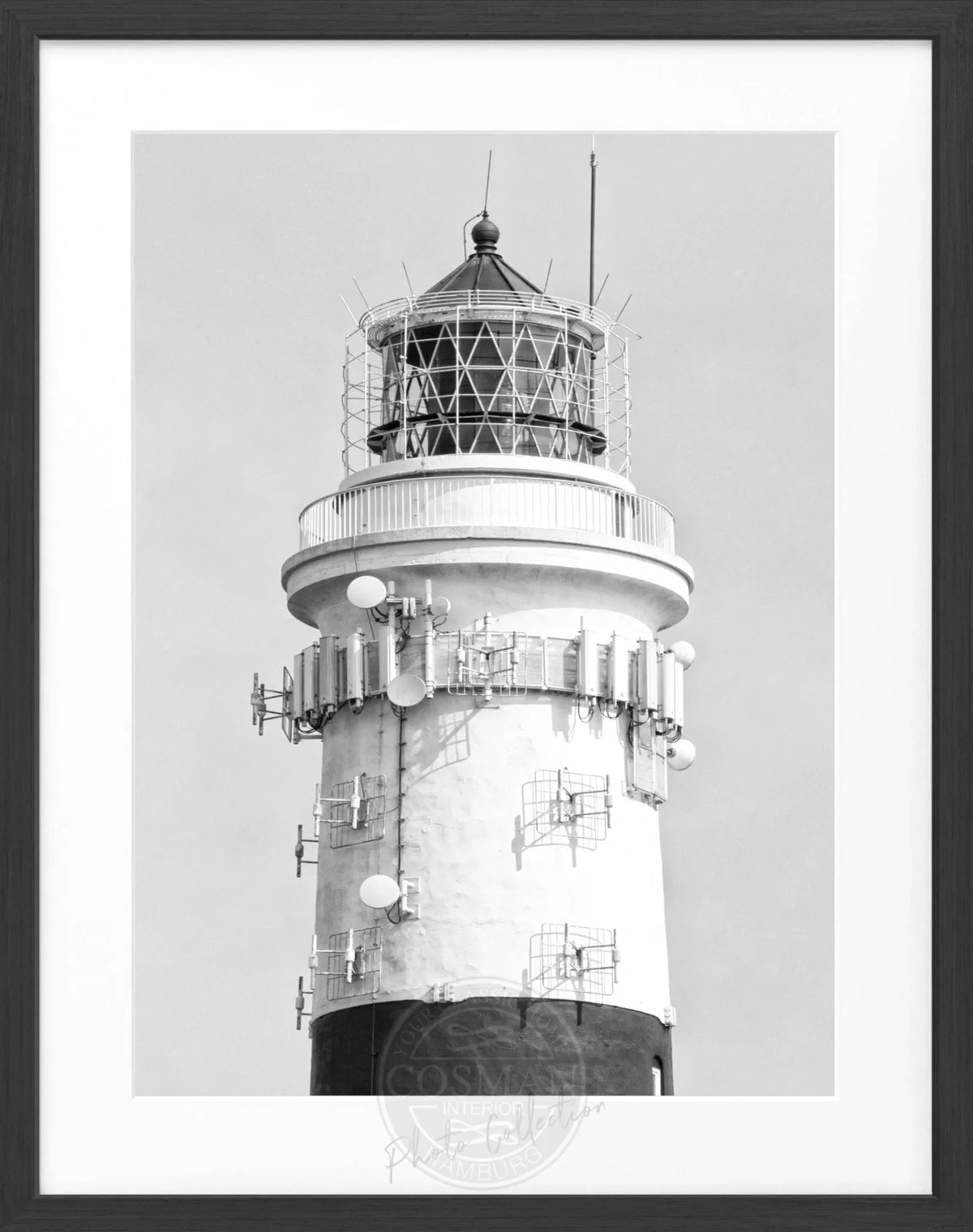 Schwarzweiß-Poster mit Rahmen von Sylt Leuchtturm Kampen, Cosman-Photocollection, 25x31 cm, Meeresmotiv