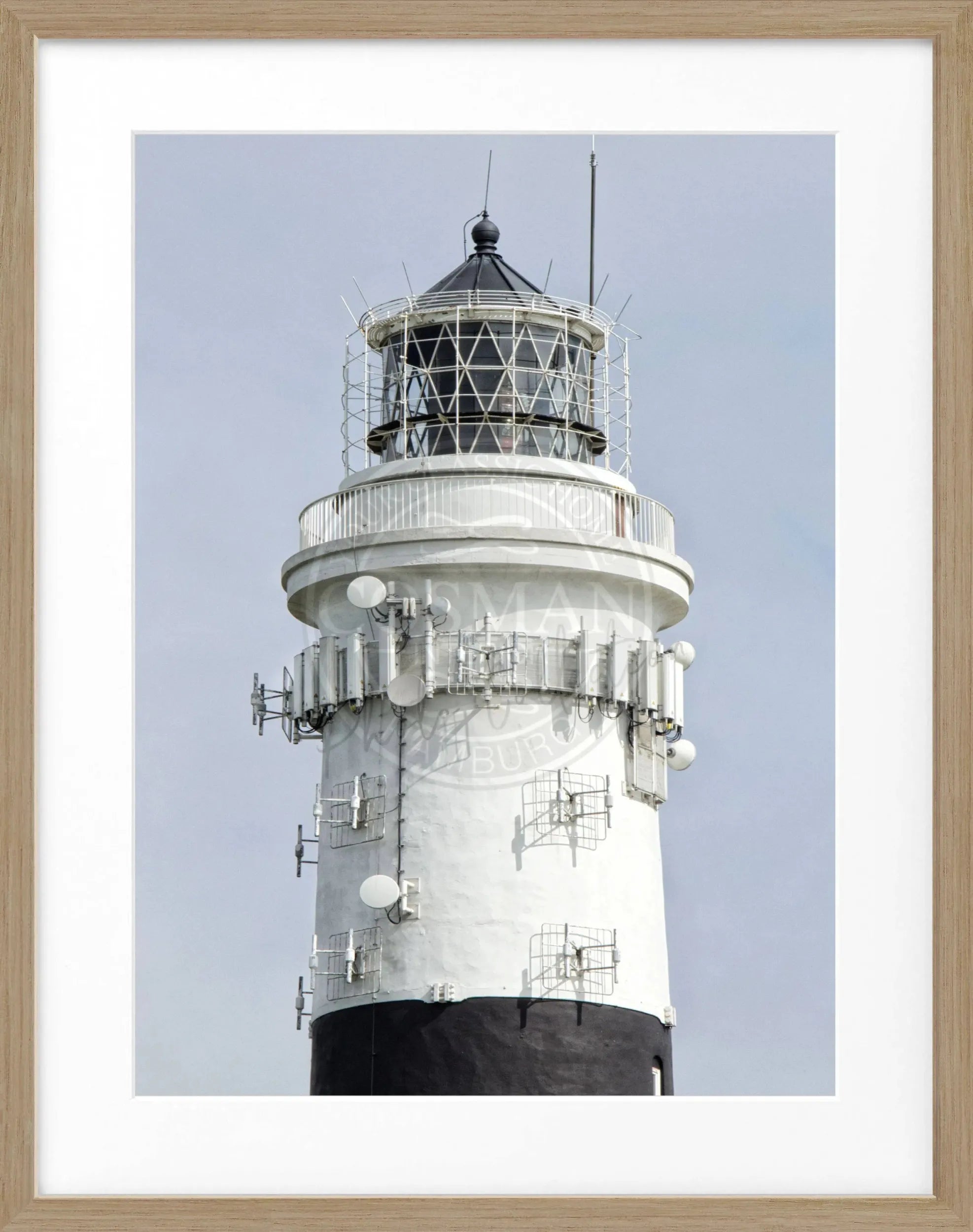 Schwarz-weiß Poster mit Rahmen von Cosman-Photocollection, Leuchtturm auf Sylt in Kampen, 25x31 cm, dekoratives Wandbild