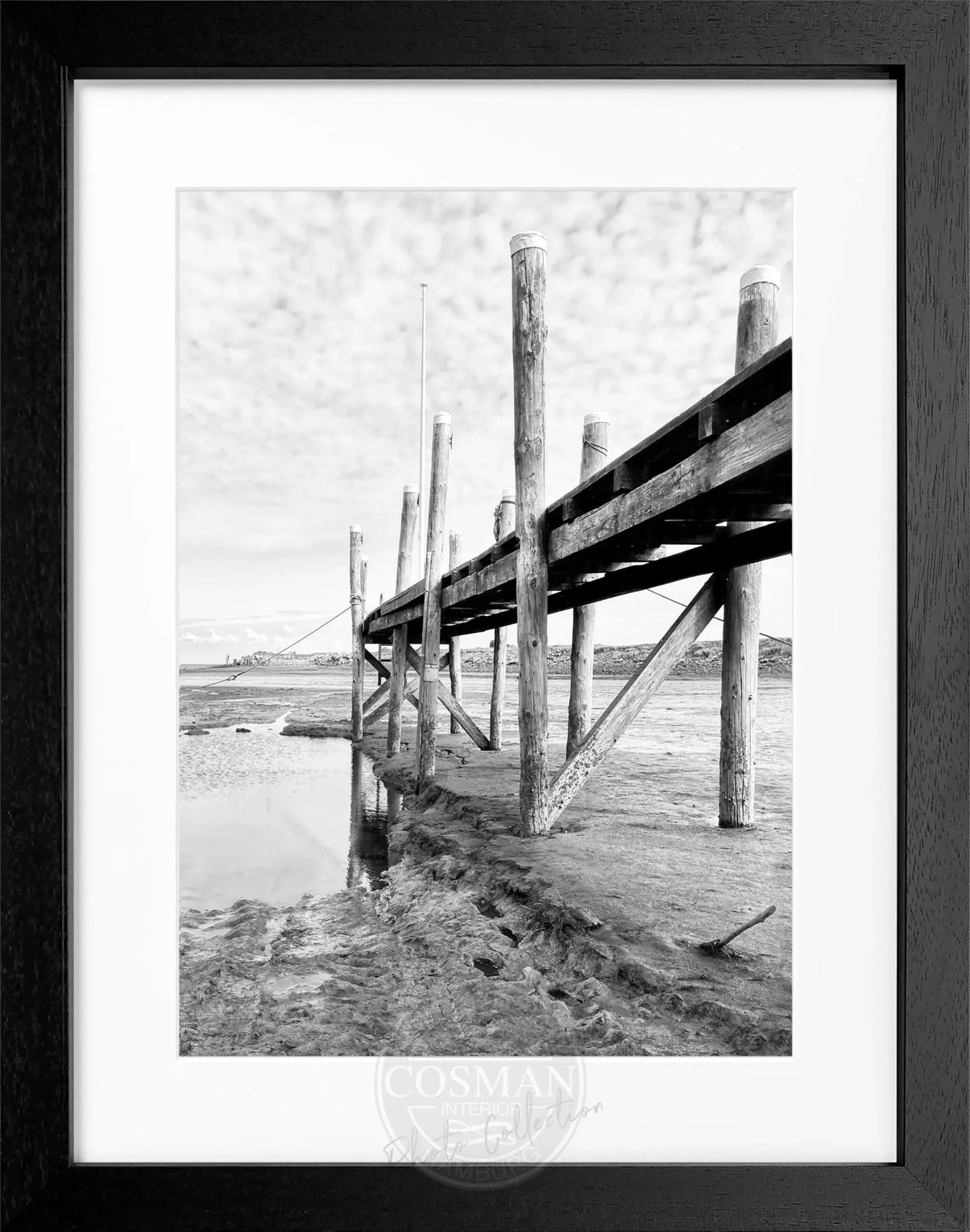 Schwarz-weiß Poster mit Rahmen von Cosman-Photocollection, Hafen von Rantum auf Sylt, 25x31 cm, maritime Fotokunst