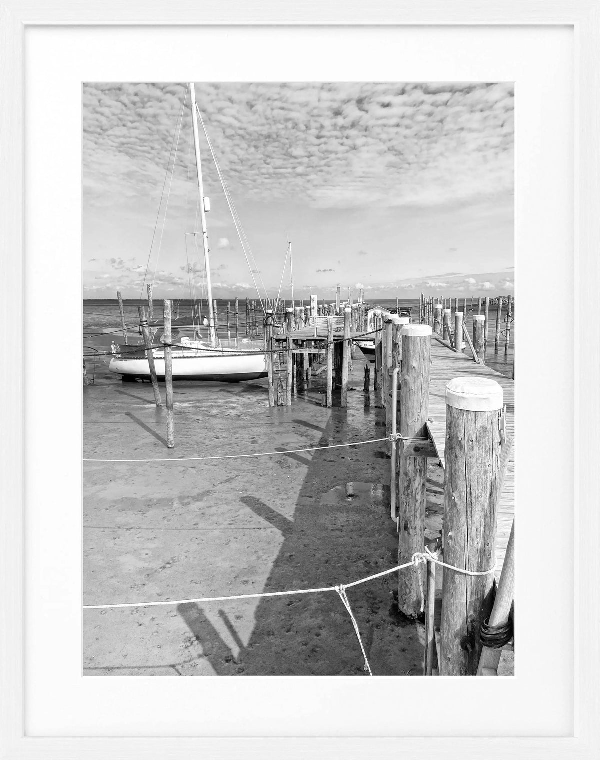 Schwarz-weiß Poster mit Rahmen, Sylt Rantum, Cosman-Photocollection, 25x31cm, dekoratives Wandbild