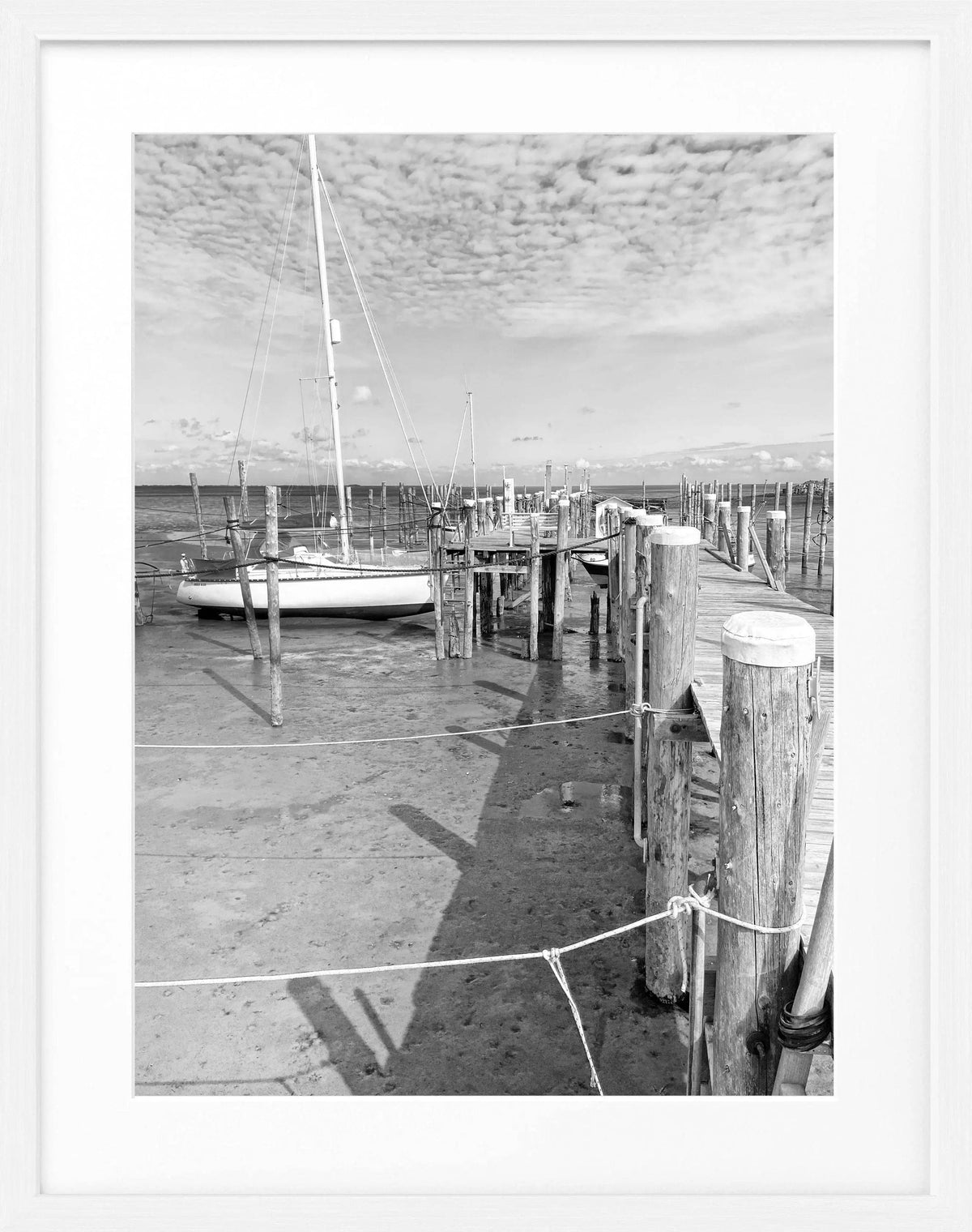 Schwarz-weiß Poster mit Rahmen, Sylt Rantum, Cosman-Photocollection, 25x31cm, dekoratives Wandbild
