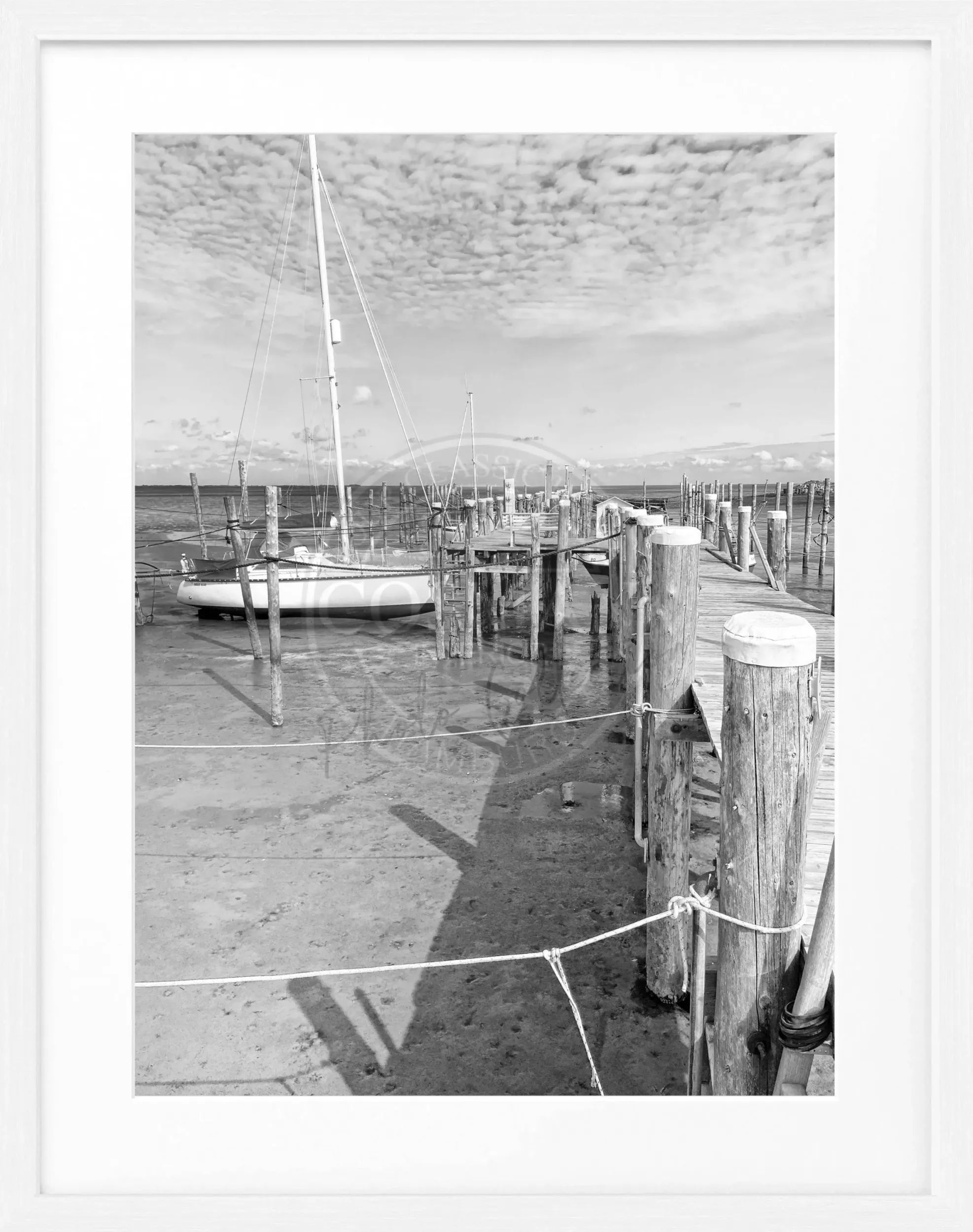 Schwarz-weiß Poster mit Rahmen, Sylt Rantum, Cosman-Photocollection, 25x31cm, dekoratives Wandbild
