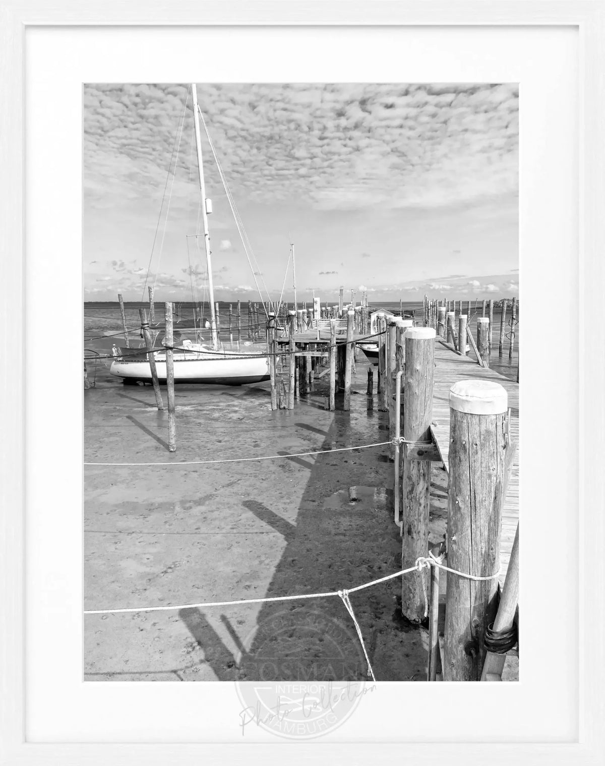Schwarz-weiß Poster mit Rahmen, Sylt Rantum, Cosman-Photocollection, 25x31cm, dekoratives Wandbild