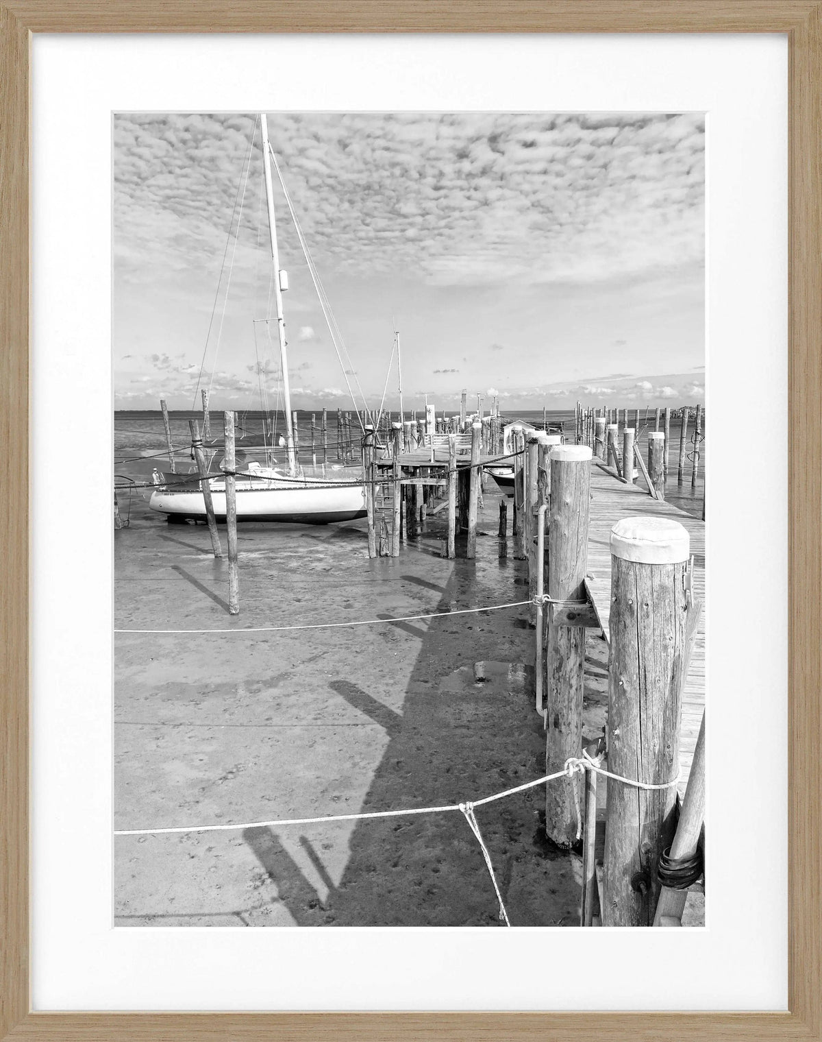 Schwarz-weiß Poster mit Rahmen, Sylt Rantum, Cosman-Photocollection, 25x31 cm, Wanddekoration mit Strandmotiv